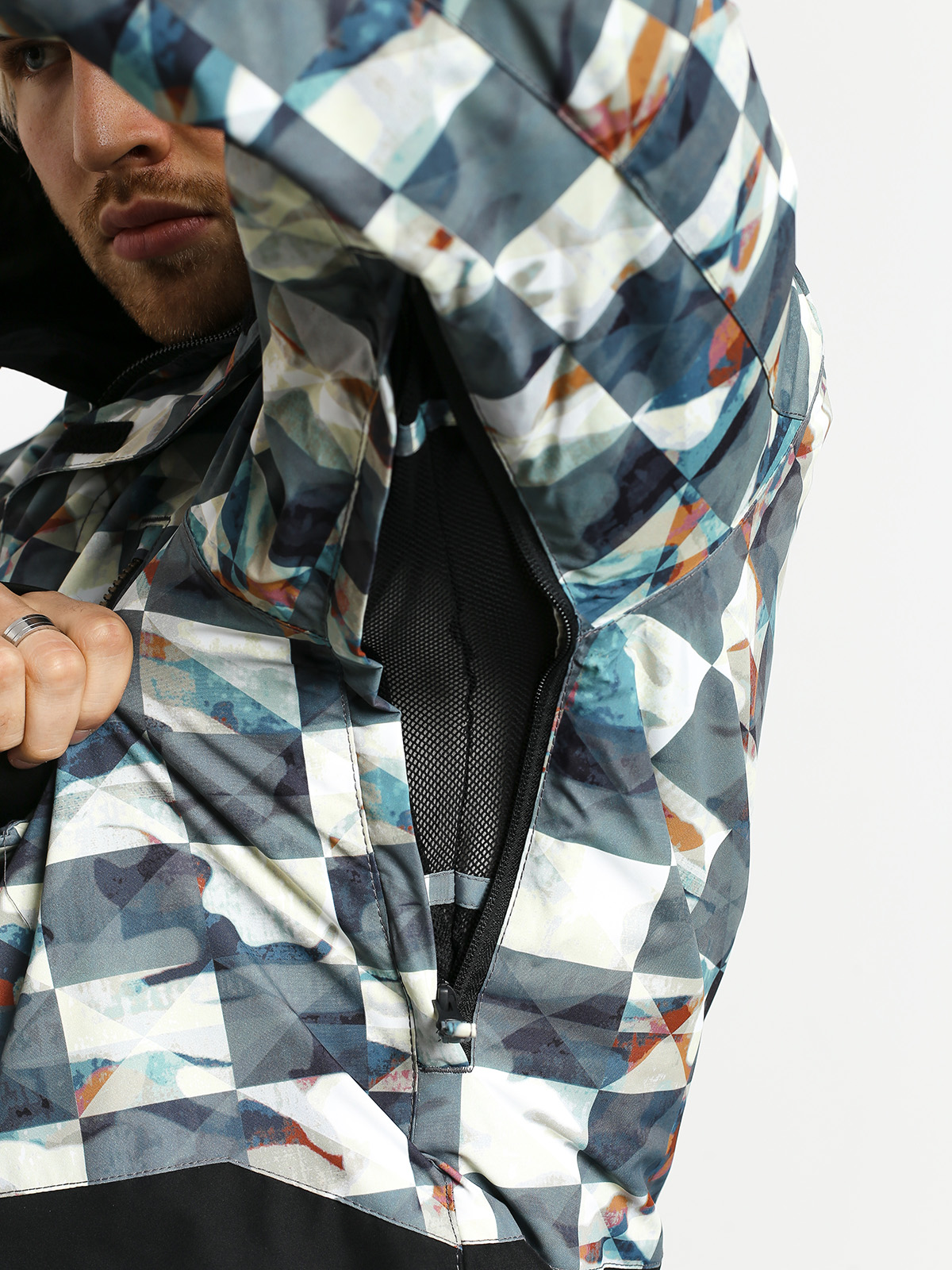 Męska Kurtka snowboardowa Quiksilver Mission Printed Block (barn red ongrid)