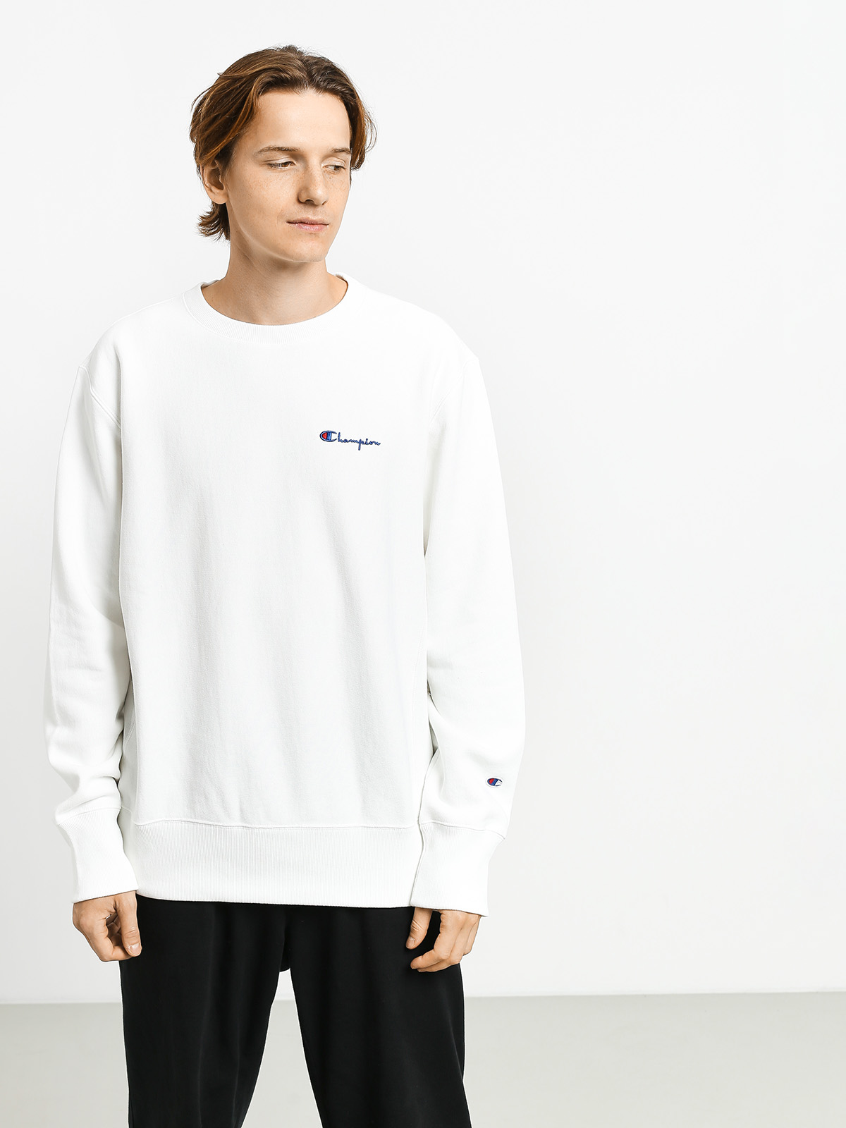 Bluza Champion Premium Reverse Weave Crewneck Left Chest Logo (wht)