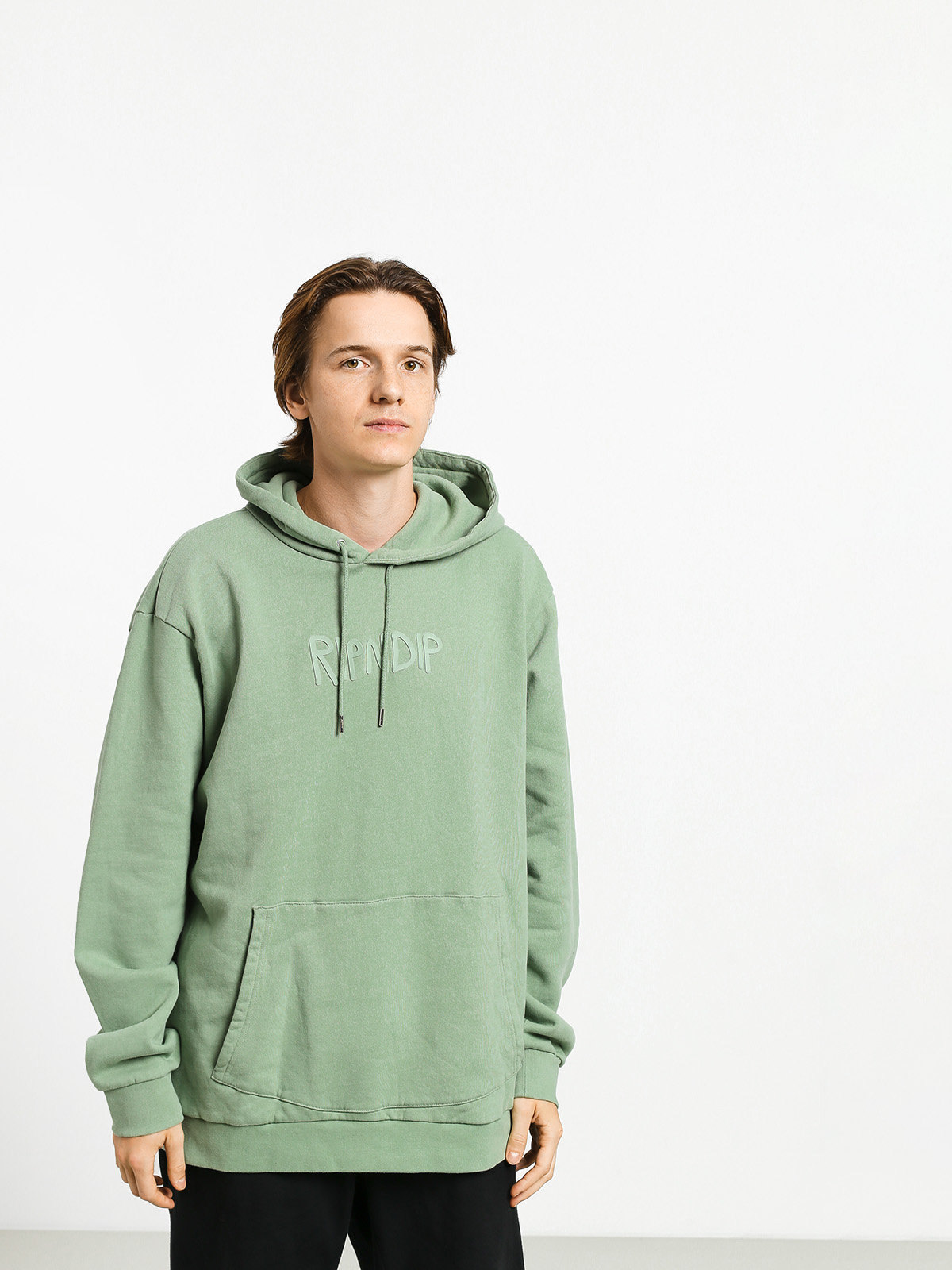 Bluza z kapturem RipNDip Rubber Logo HD (sage)