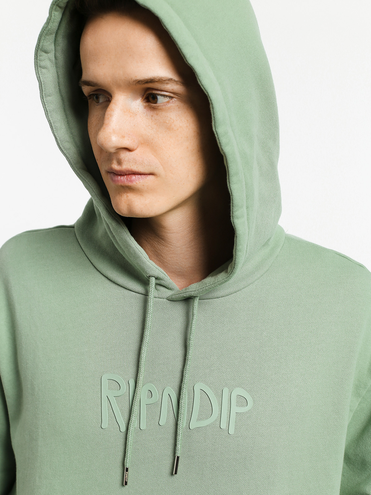 Bluza z kapturem RipNDip Rubber Logo HD (sage)