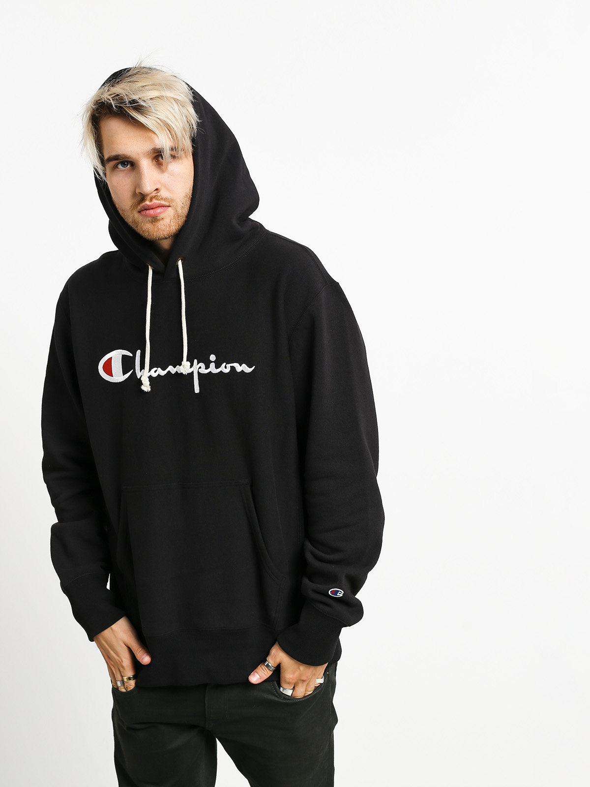 Bluza z kapturem Champion Premium Reverse Weave Hooded Big Logo HD (nbk)
