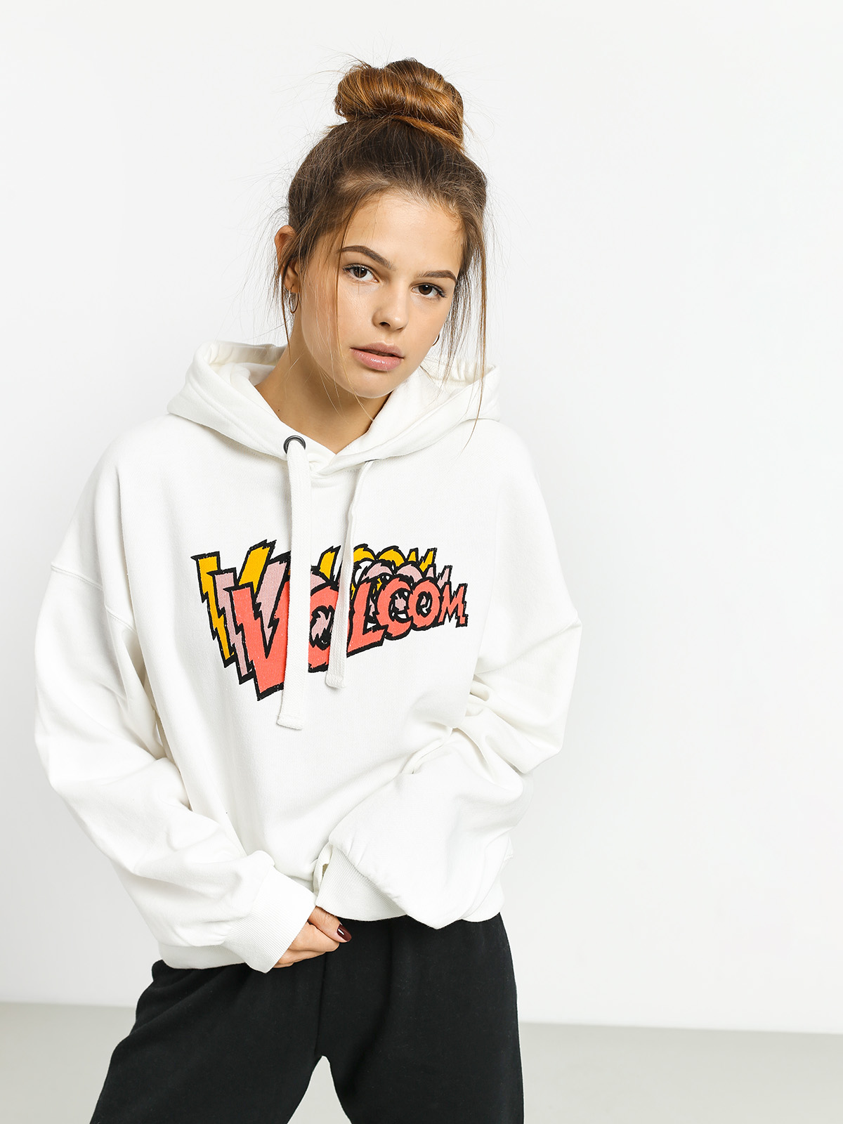 Bluza z kapturem Volcom Knew Wave HD Wmn (star white)