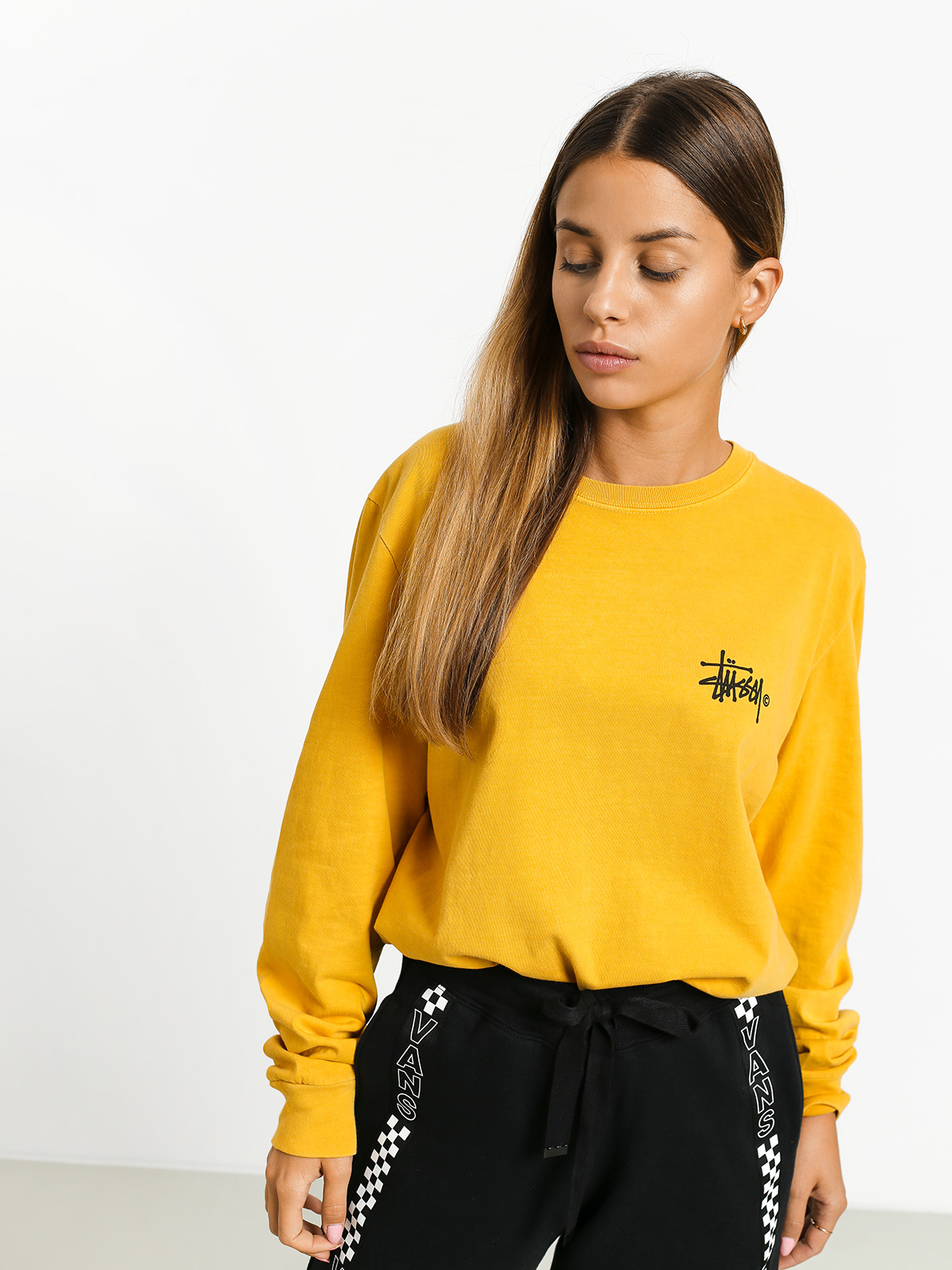 Longsleeve Stussy Basic Logo Pig Dyed Wmn (mustard)