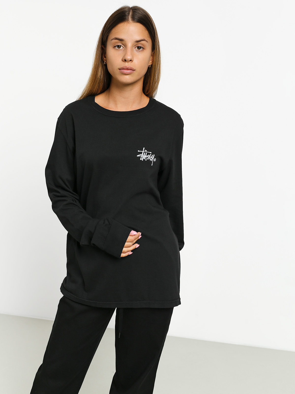 Longsleeve Stussy Basic Logo Pig Dyed Wmn (black)