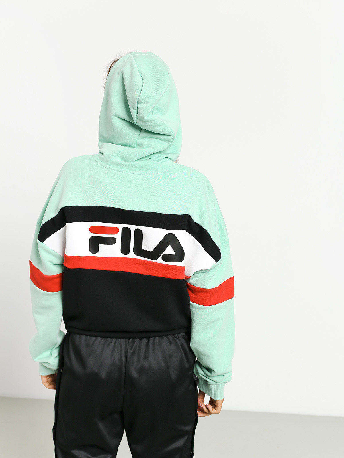Bluza z kapturem Fila Ella HD Wmn (mist green/black/bright white/true red)