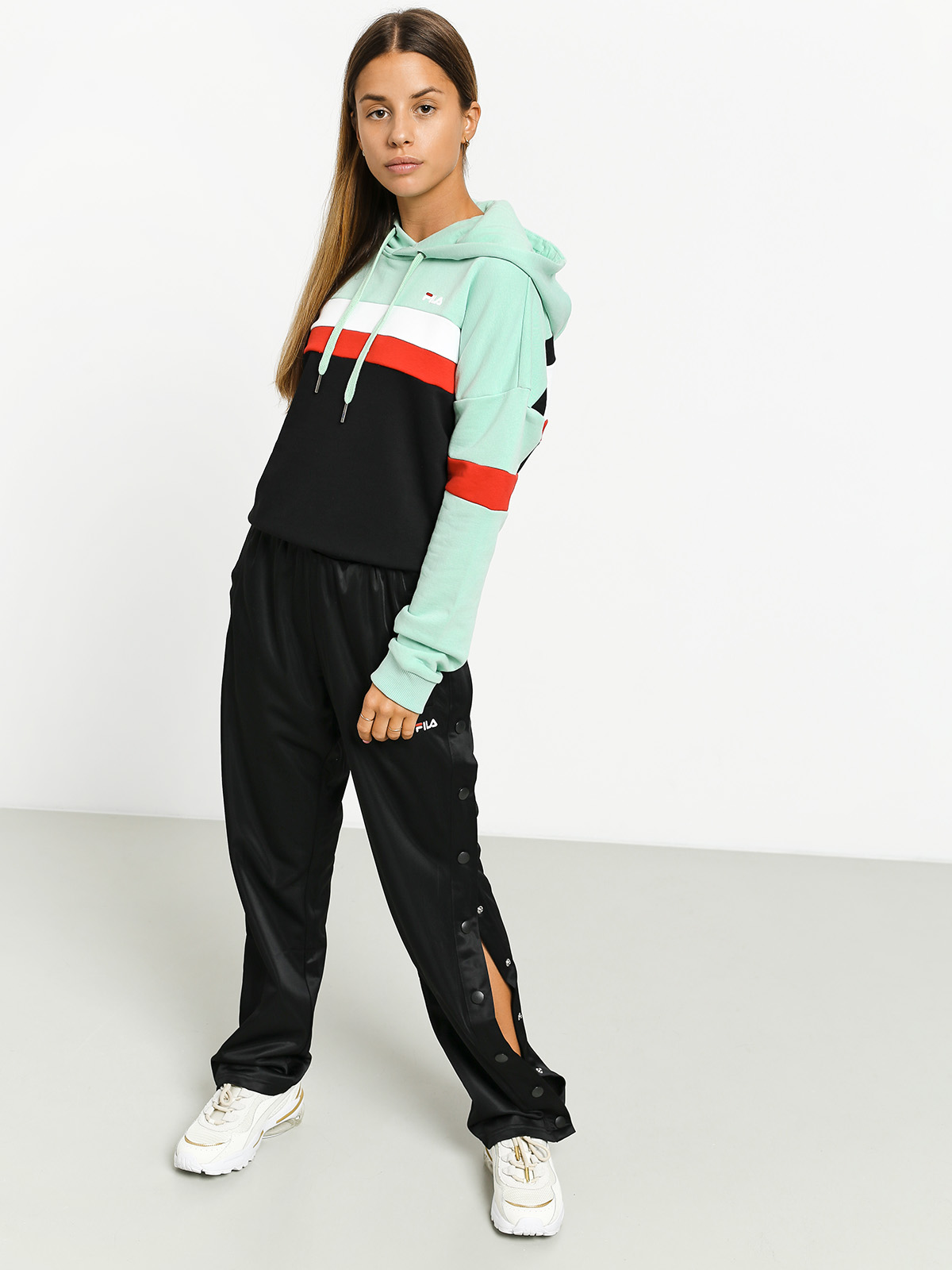Bluza z kapturem Fila Ella HD Wmn (mist green/black/bright white/true red)