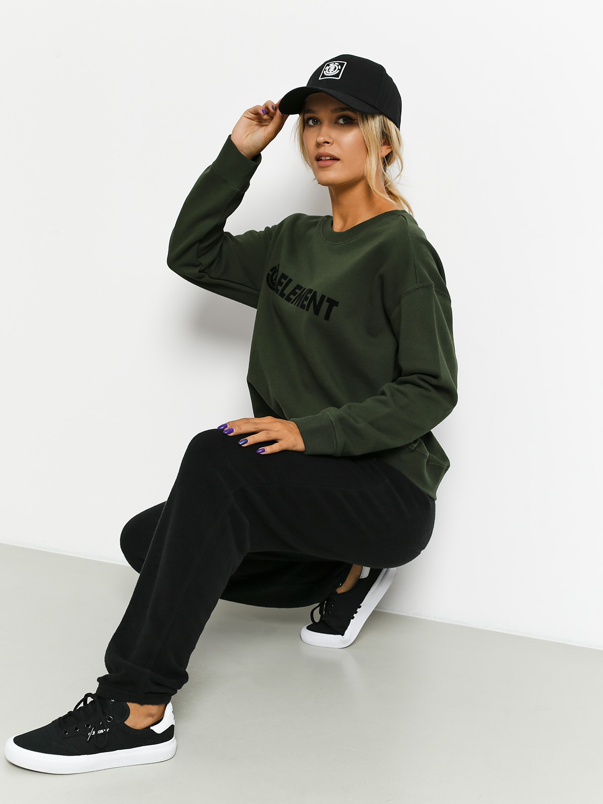 Bluza Element Logo Crew Wmn (olive drab)