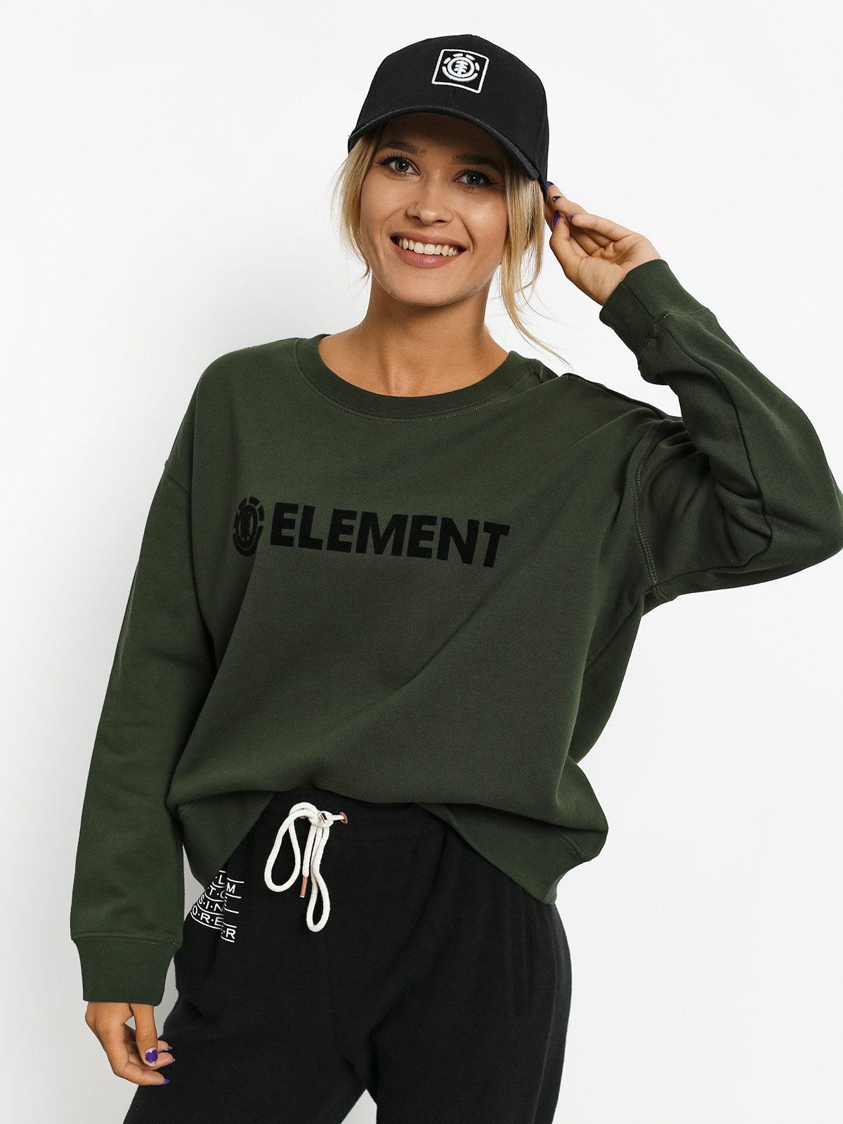 Bluza Element Logo Crew Wmn (olive drab)