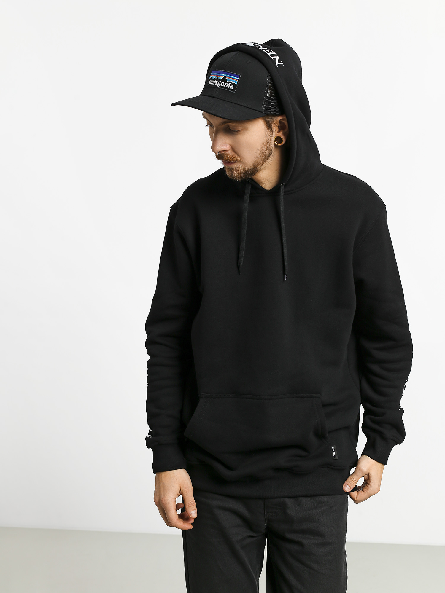 Bluza z kapturem Nervous Cls HD (black/white)
