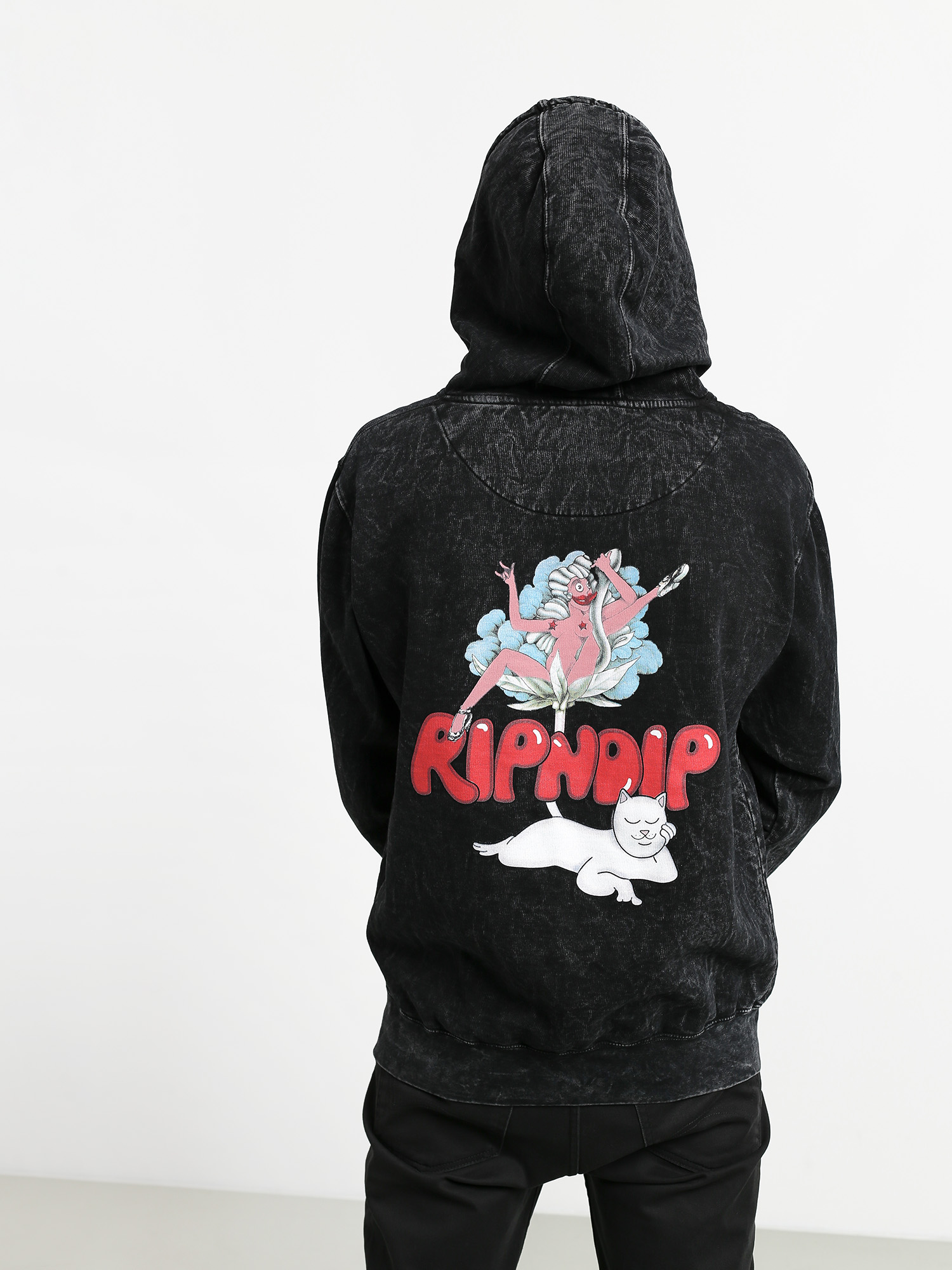 Bluza z kapturem RipNDip Cherry Blossom HD (grey mineral wash)