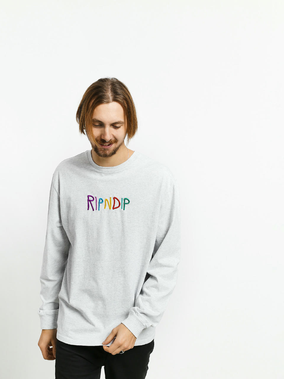 Longsleeve RipNDip EMB Logo (heather grey)