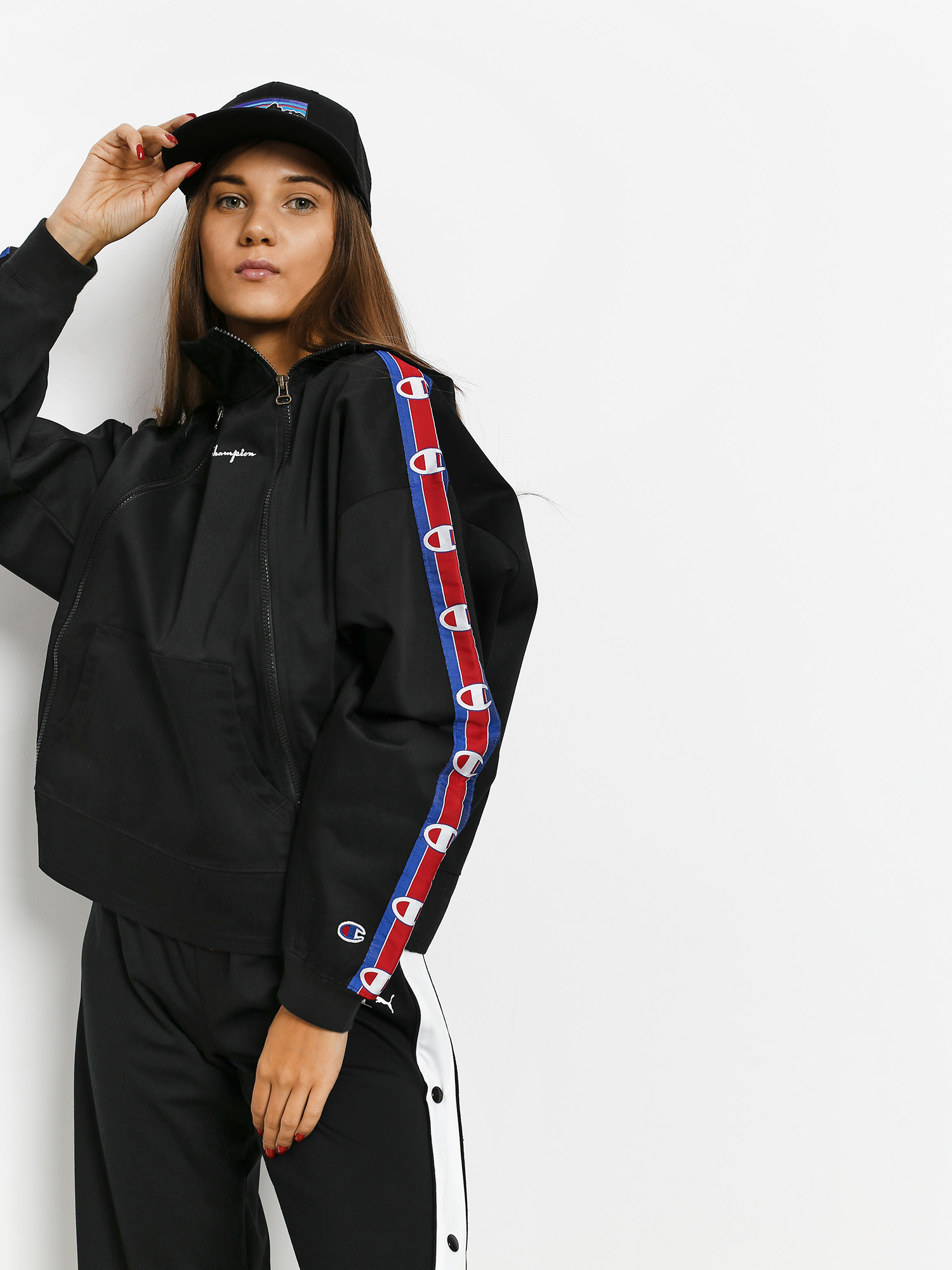 Bluza z kapturem Champion Diagonal Hooded Full Zip ZHD Wmn (nbk)