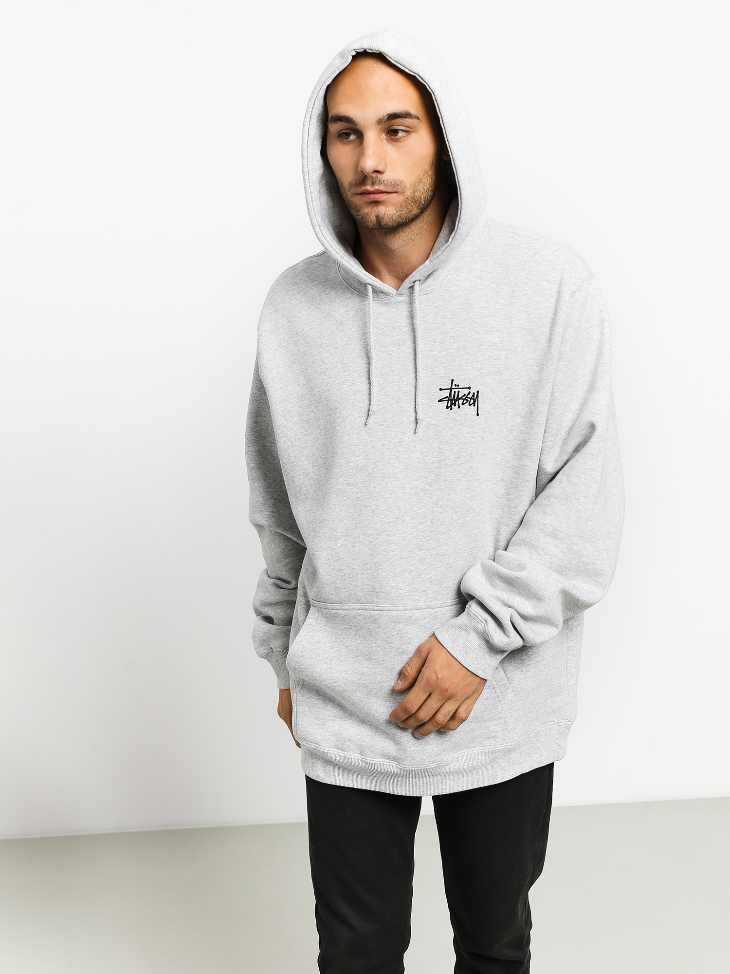 Bluza z kapturem Stussy Basic Stussy HD (ash heather)