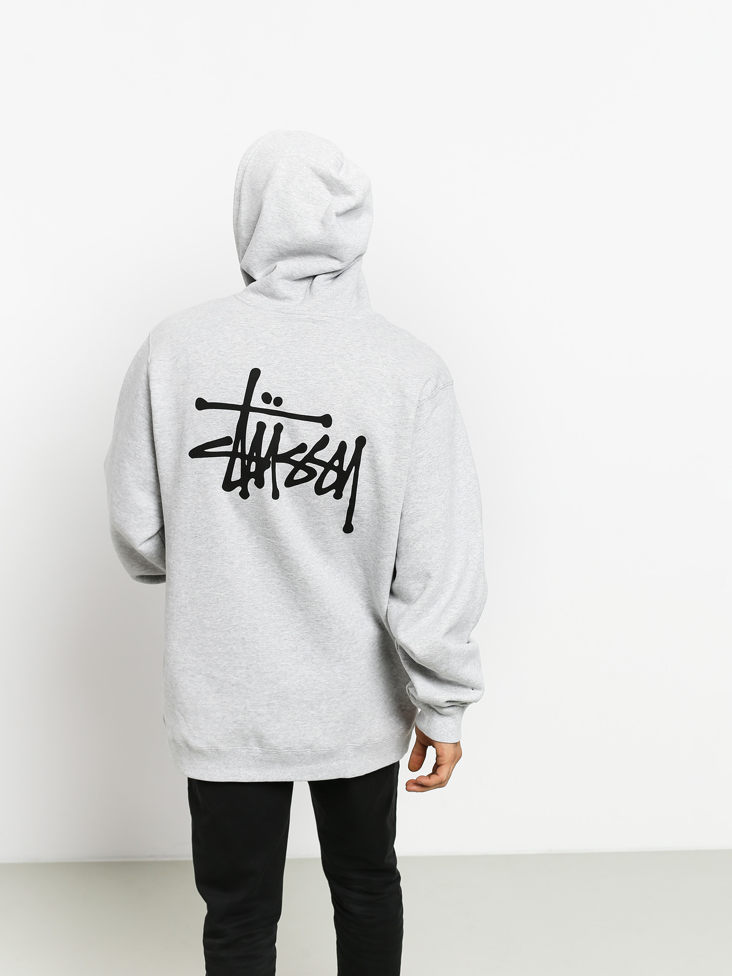 Bluza z kapturem Stussy Basic Stussy HD (ash heather)