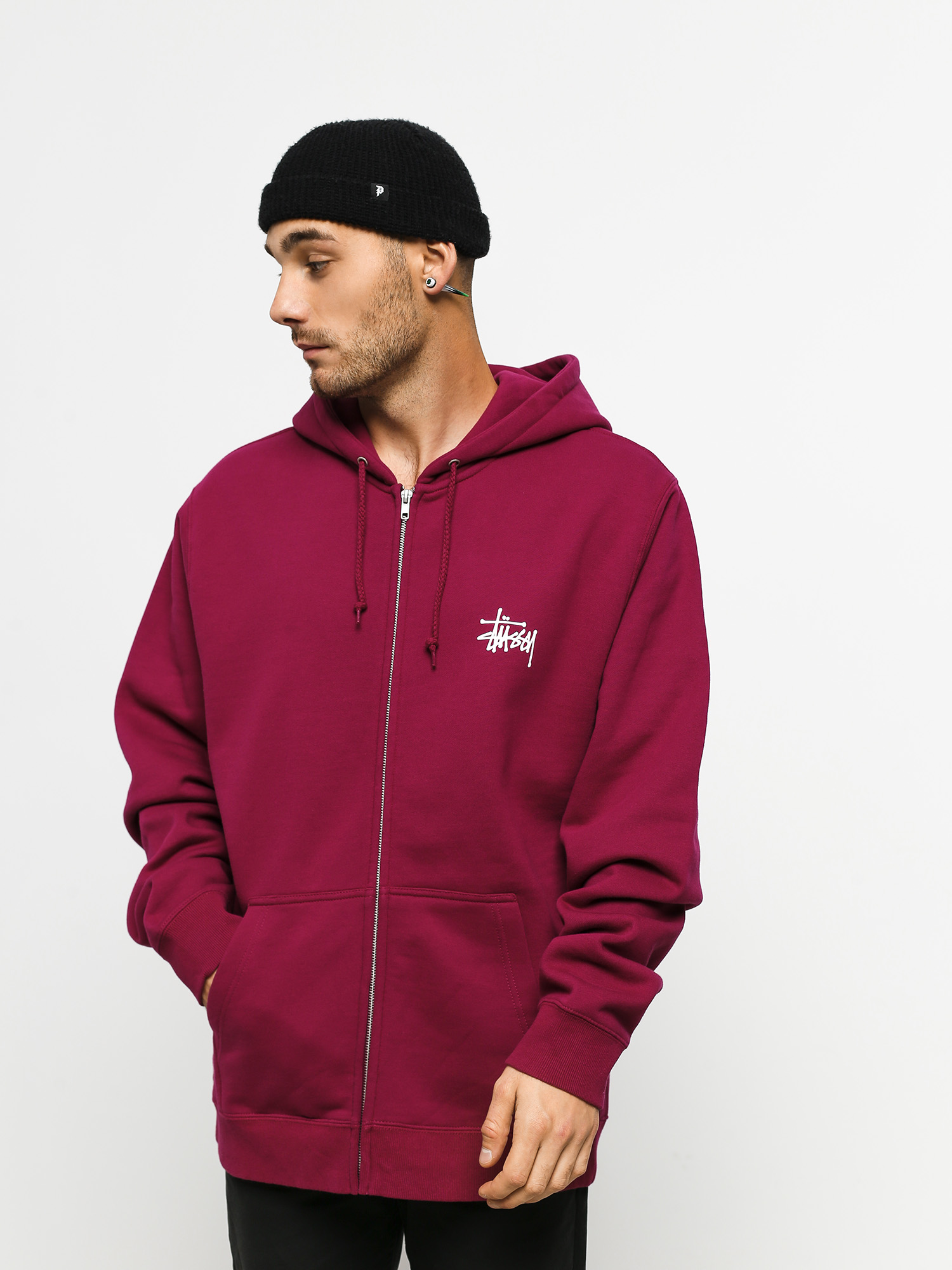 Bluza z kapturem Stussy Basic Stussy Zip HD (wine)