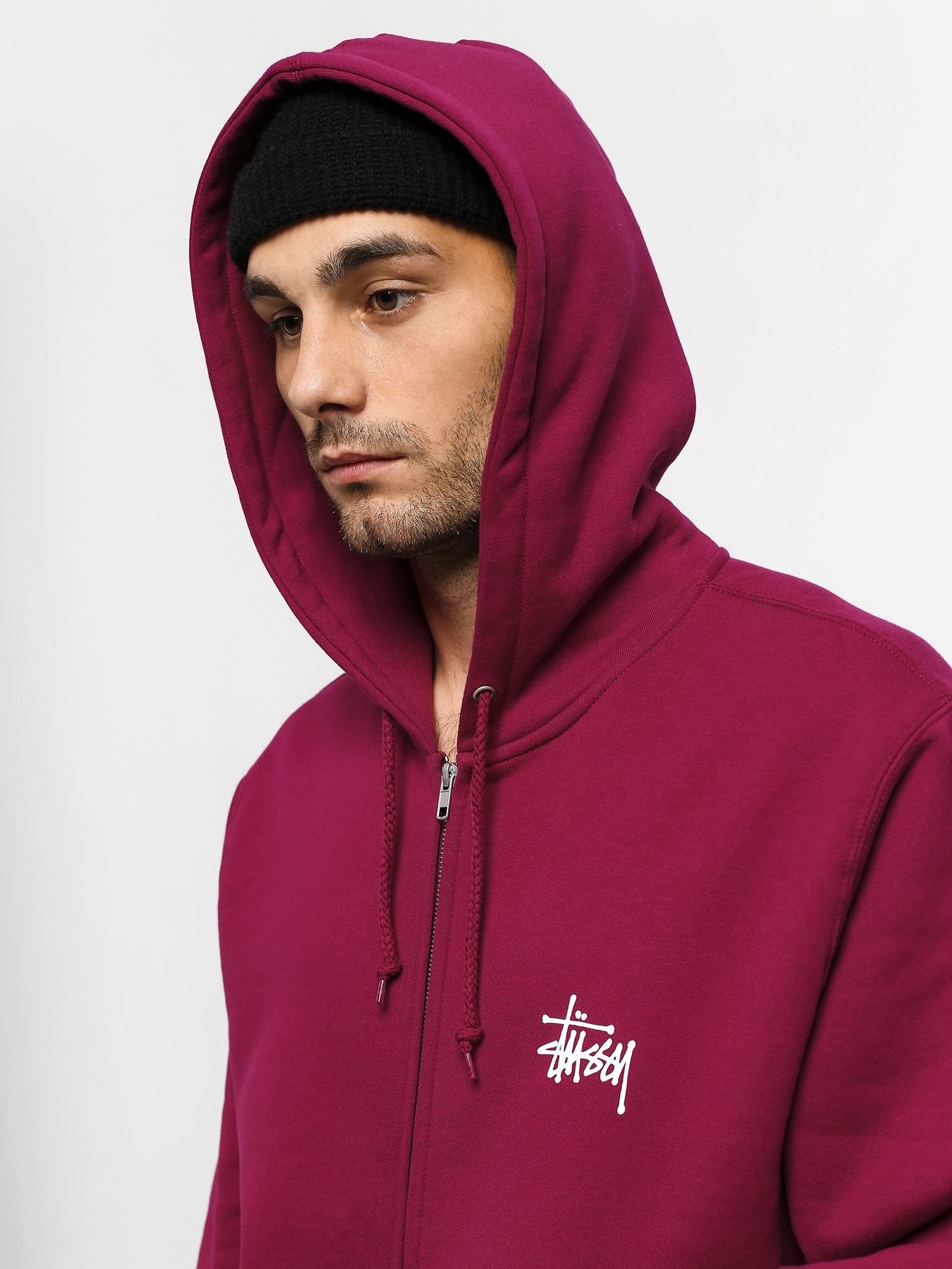 Bluza z kapturem Stussy Basic Stussy Zip HD (wine)