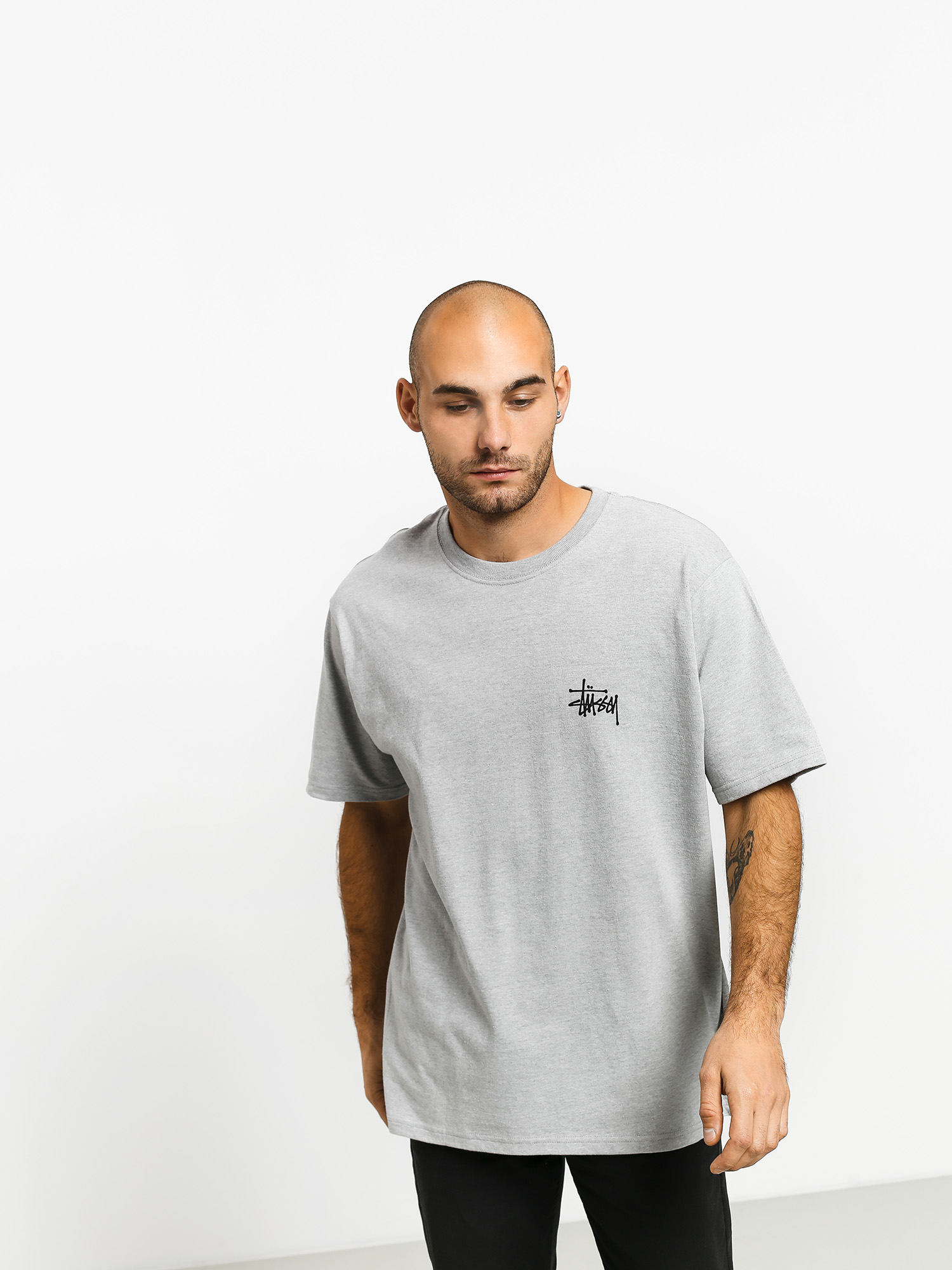 T-shirt Stussy Basic Stussy - szary (grey heather)