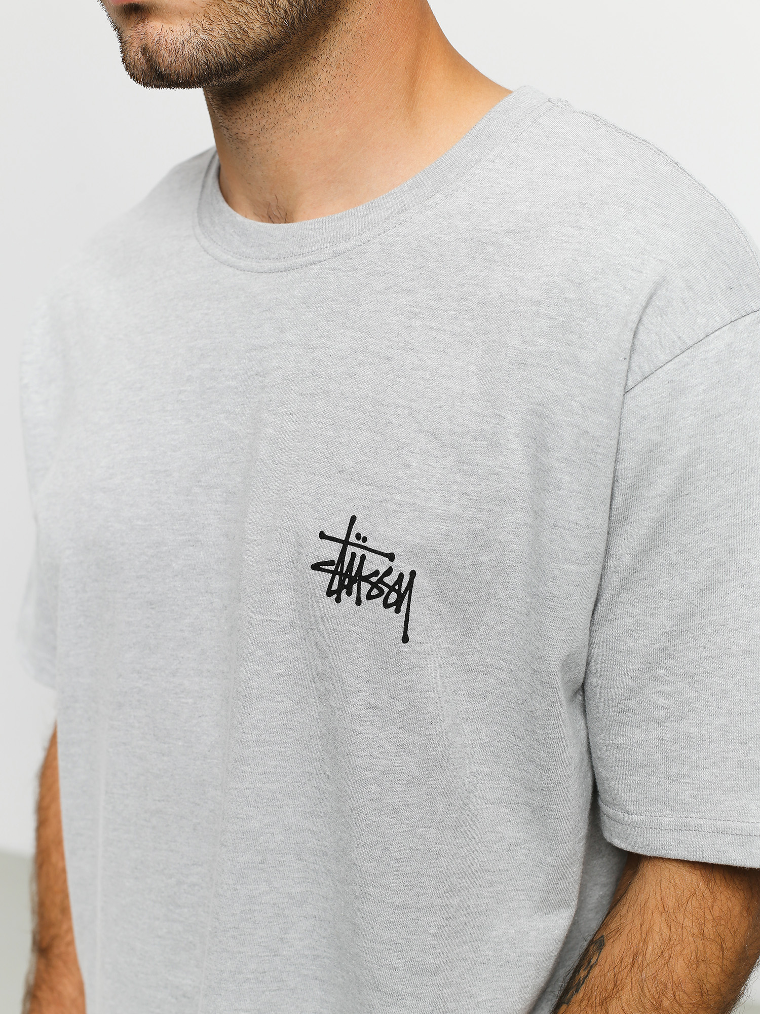 T-shirt Stussy Basic Stussy (grey heather)