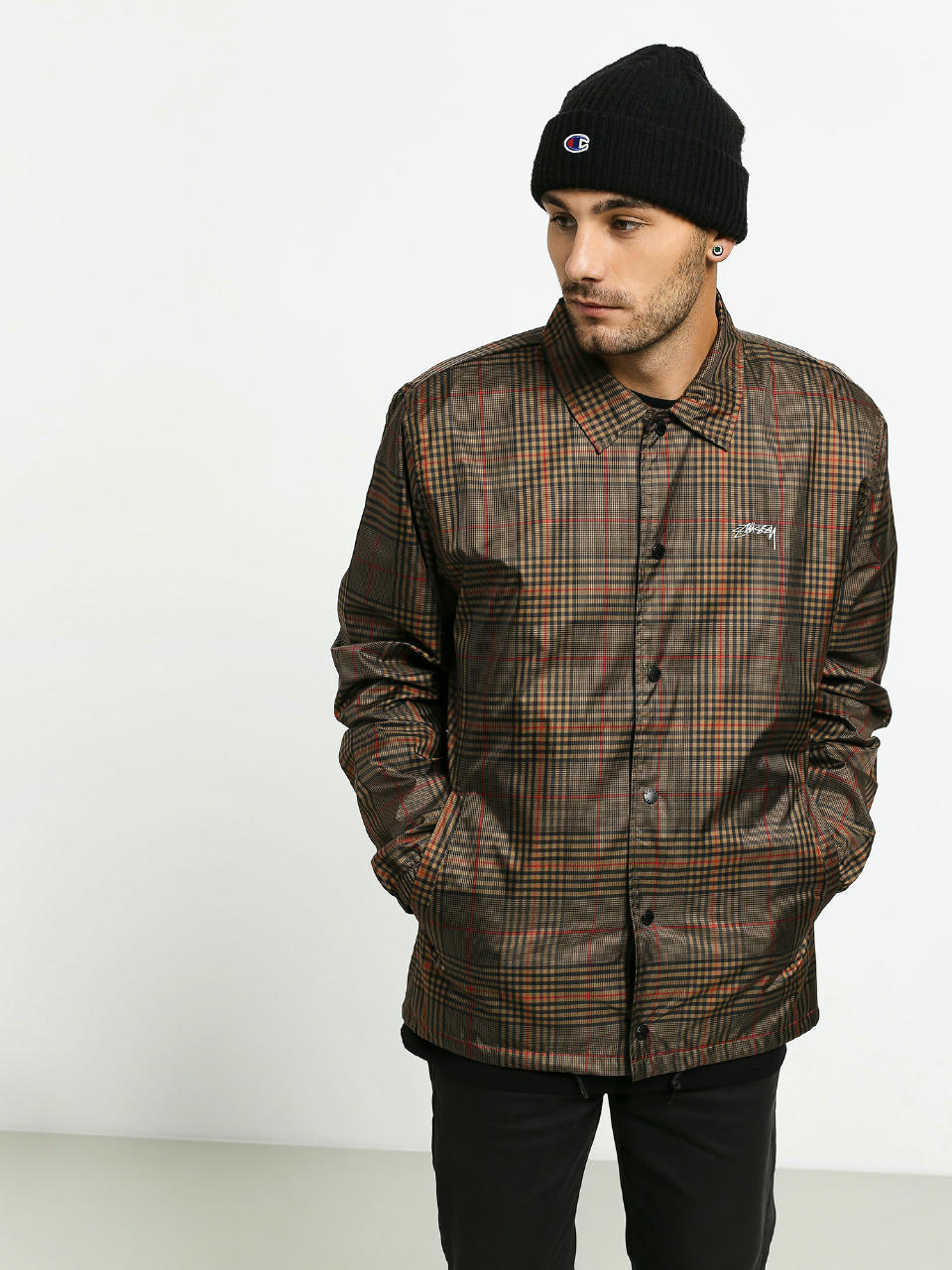 Kurtka Stussy Plaid Coach (brown)