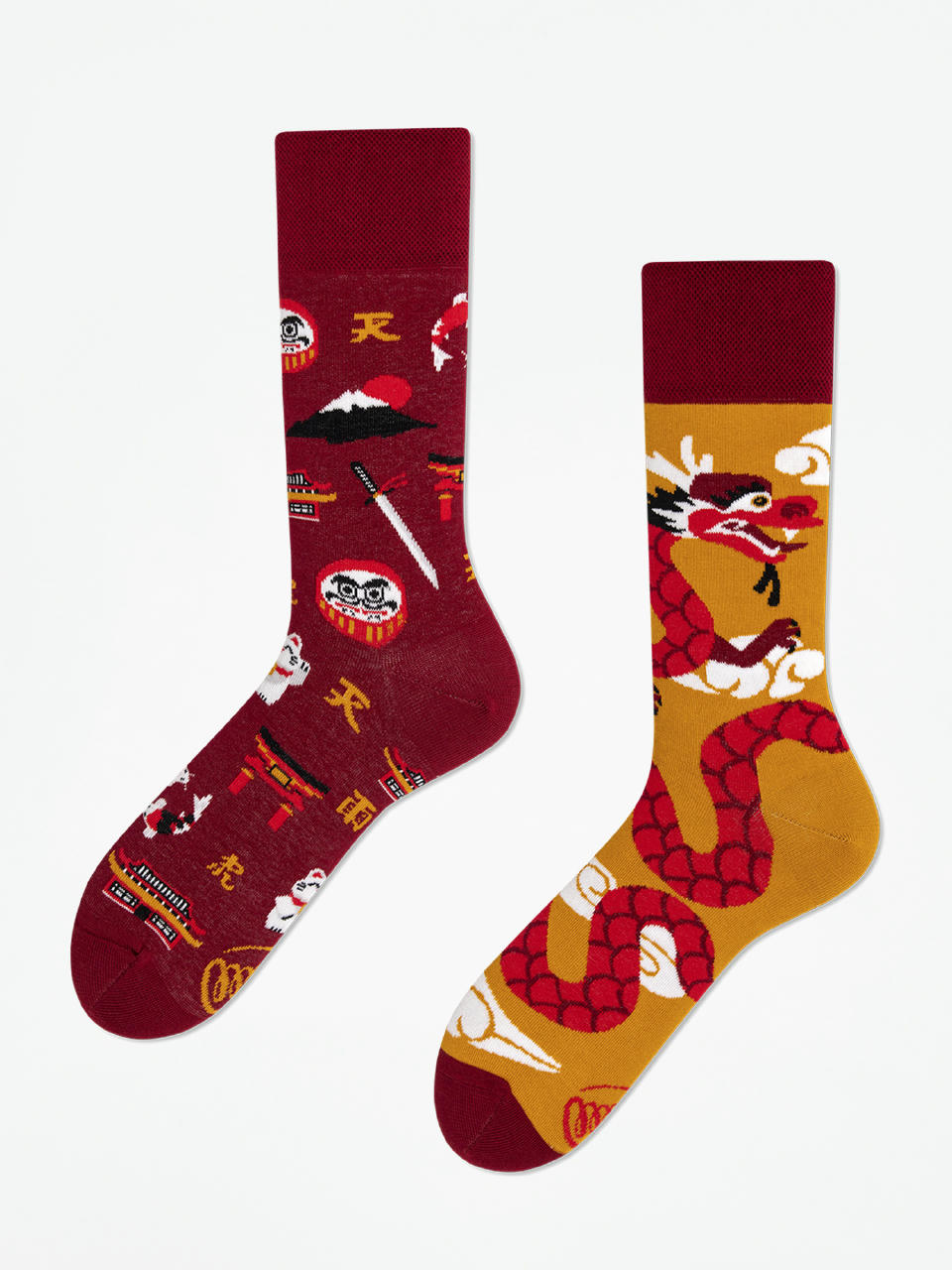 Skarpetki Many Mornings Asian Dragon (maroon/gold)