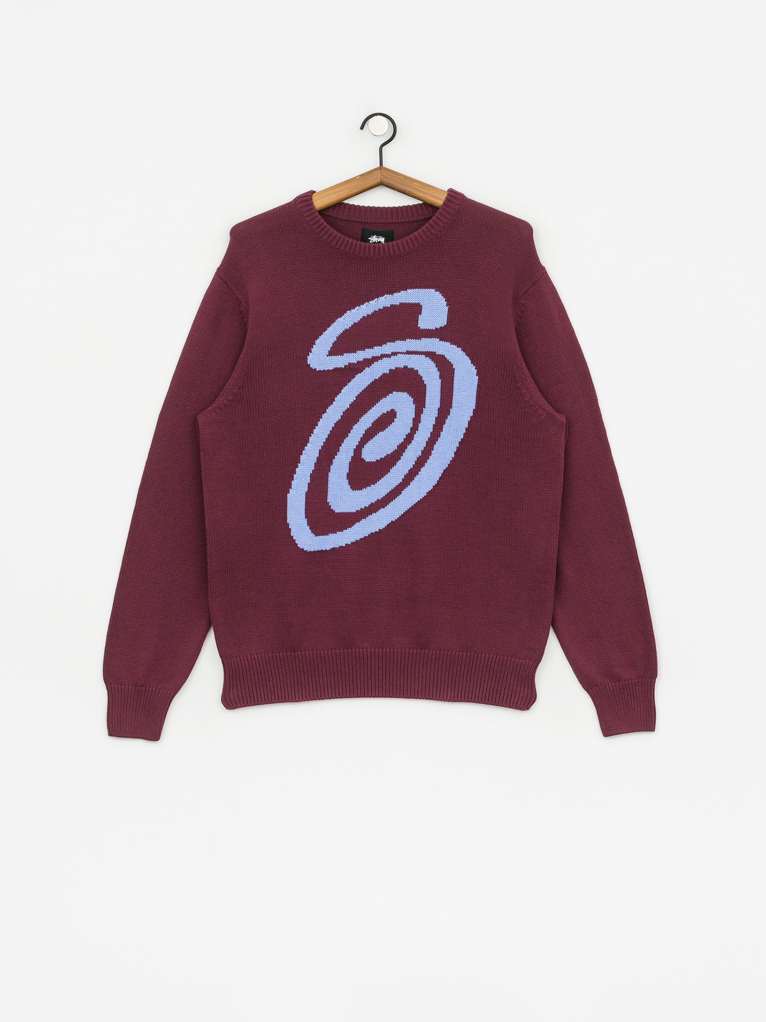 Sweter Stussy Curly S - bordowy (burgundy)