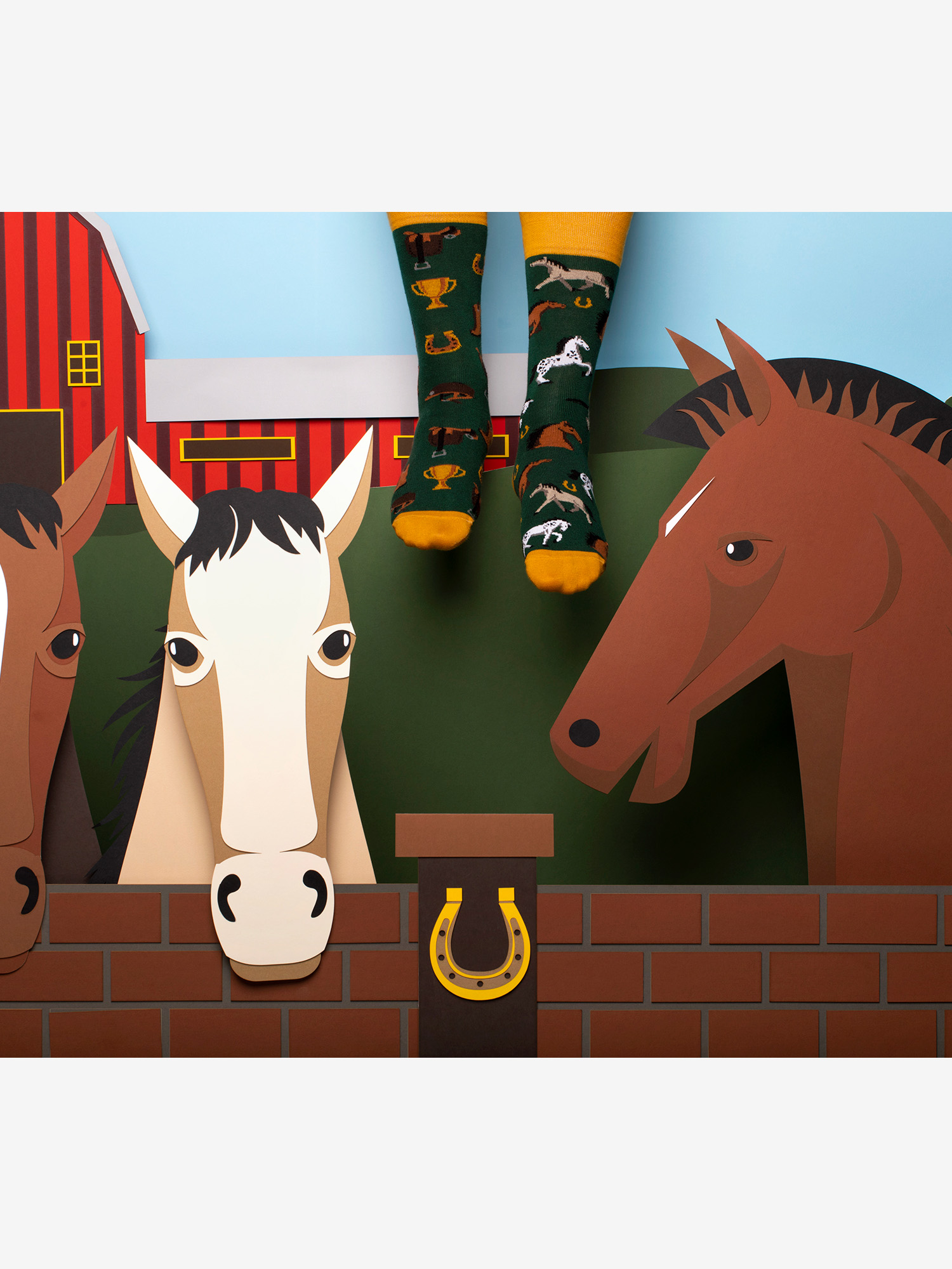 Skarpetki Many Mornings Horse Derby (green/yellow)