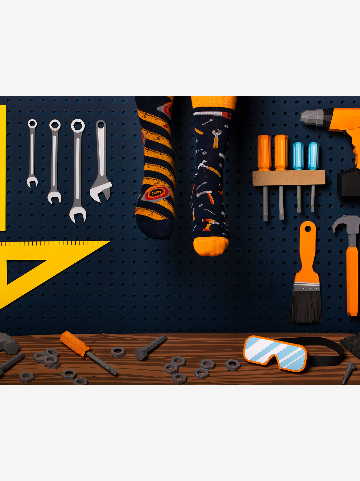 Skarpetki Many Mornings The Handyman (navy/yellow)