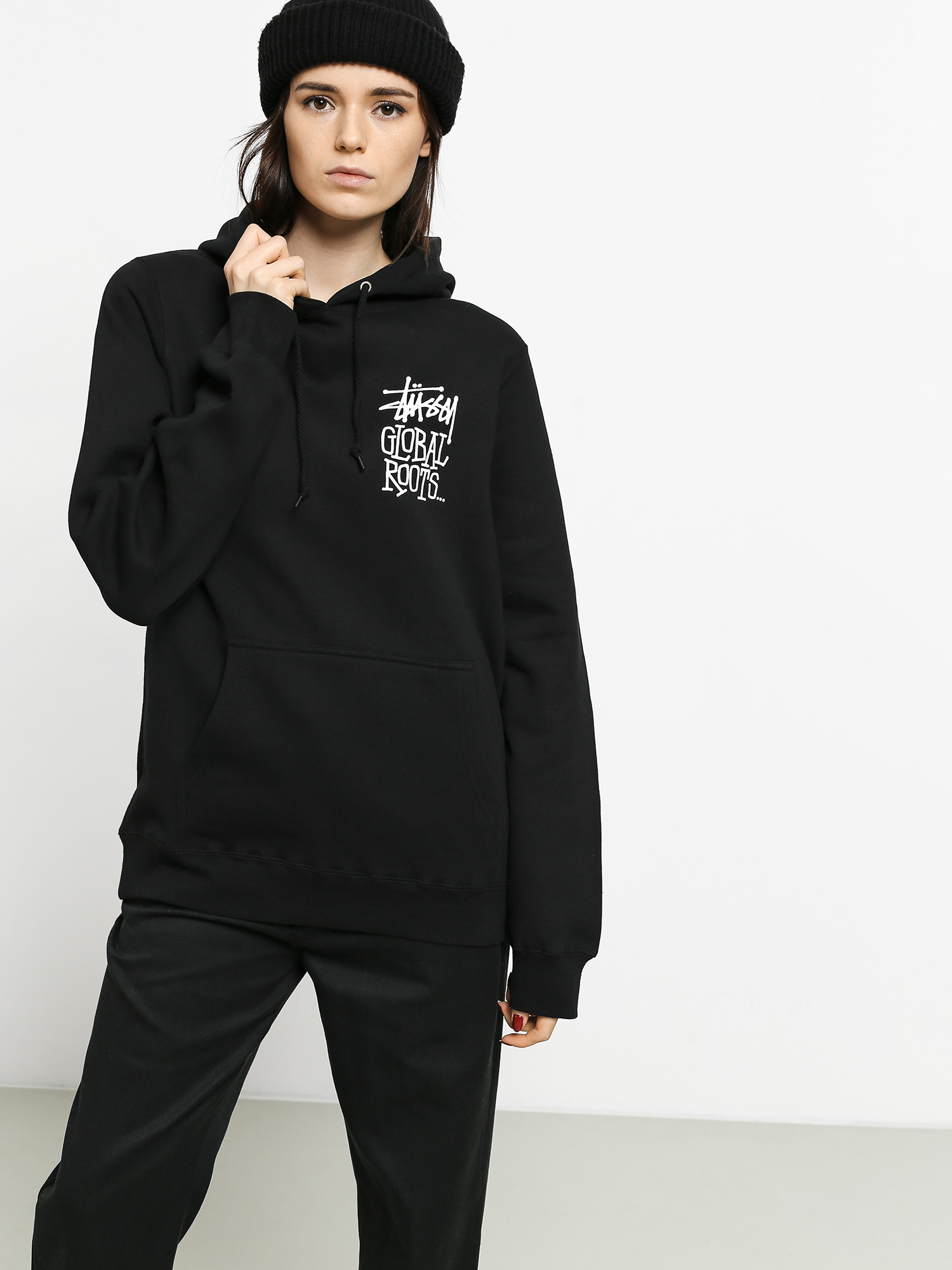Bluza z kapturem Stussy Global Roots HD Wmn (black)