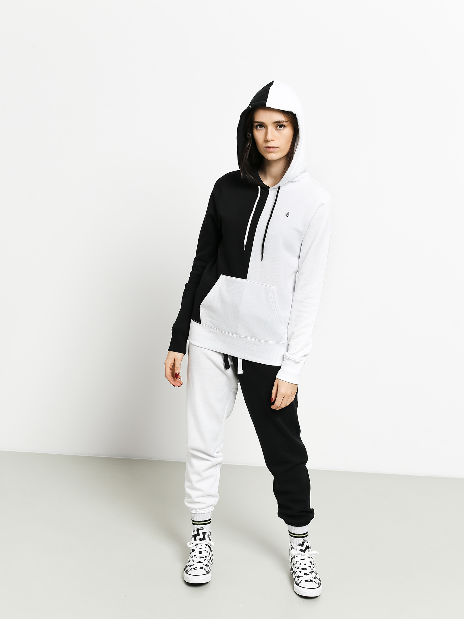 Spodnie Volcom Vol Stone Flc Wmn (black white)