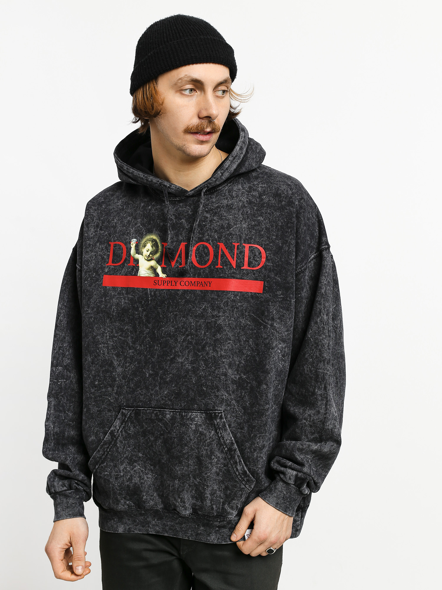 Bluza z kapturem Diamond Supply Co. 13Th Century Mineral Wash HD (black)