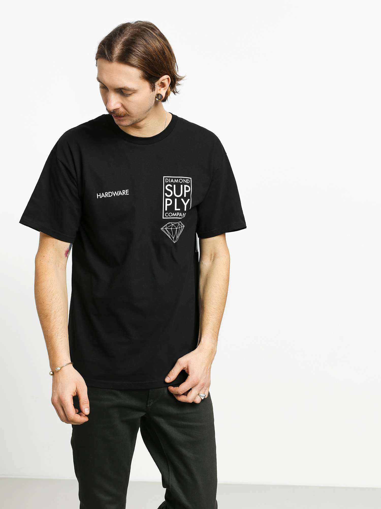 T-shirt Diamond Supply Co. Stacked Type (black)