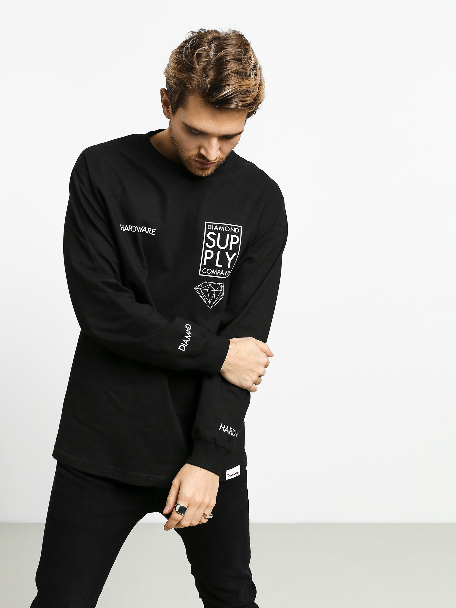 Longsleeve Diamond Supply Co. Stacked Type (black)