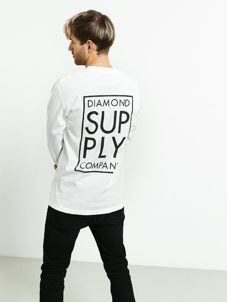 Longsleeve Diamond Supply Co. Stacked Type (white)