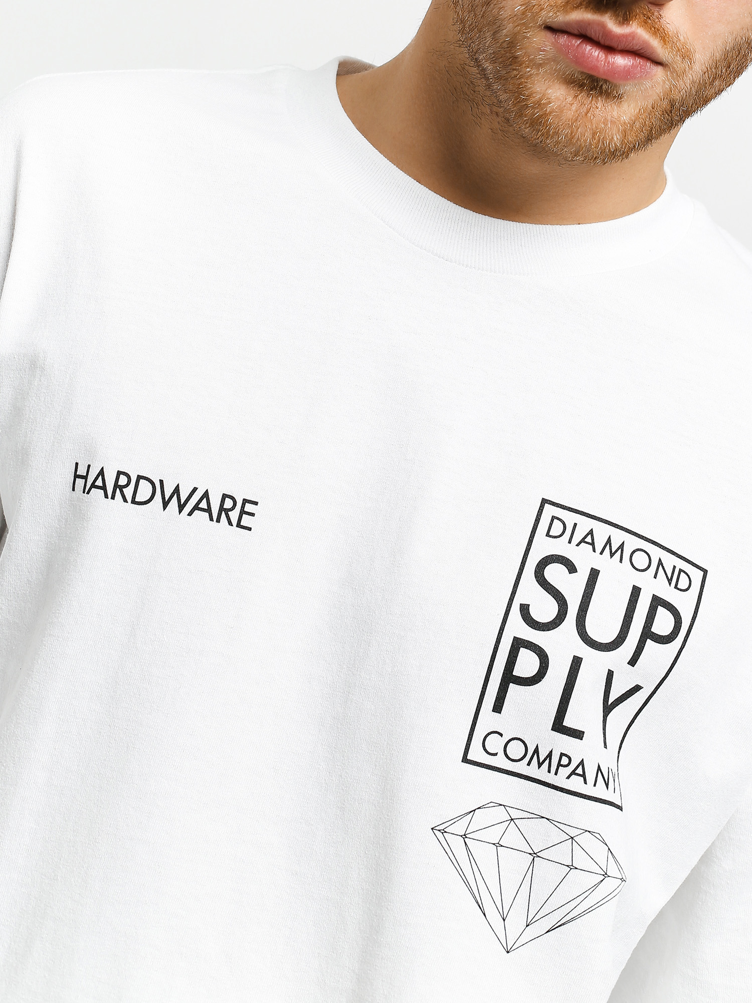 Longsleeve Diamond Supply Co. Stacked Type (white)