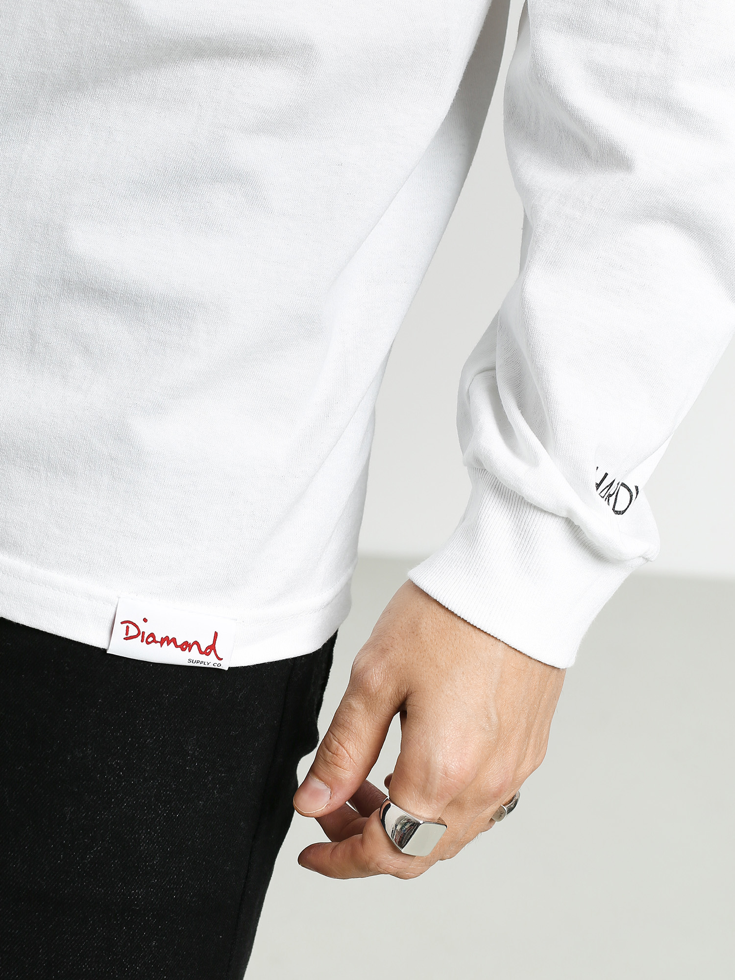 Longsleeve Diamond Supply Co. Stacked Type (white)