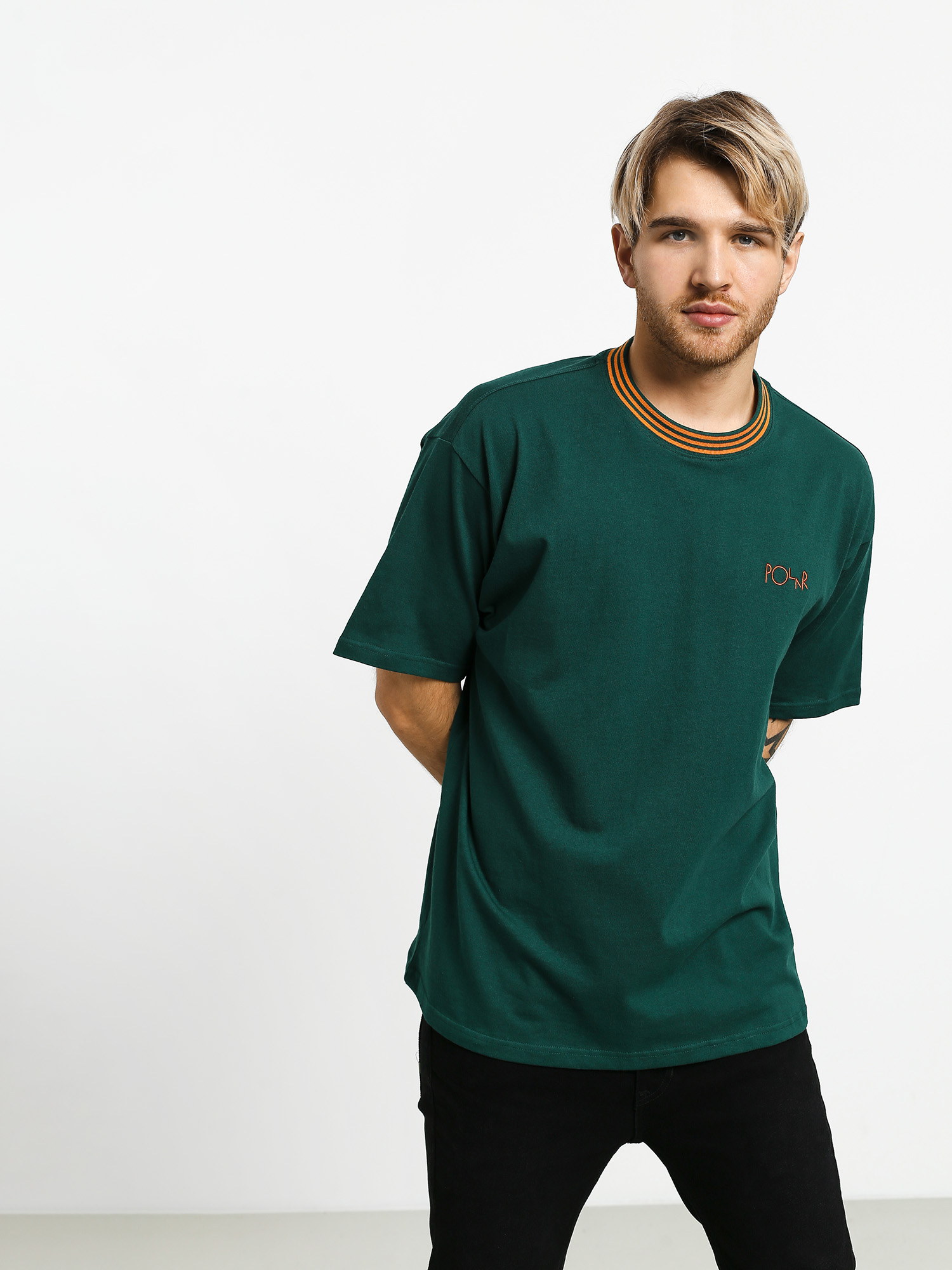 T-shirt Polar Skate Striped Rib (dark green)