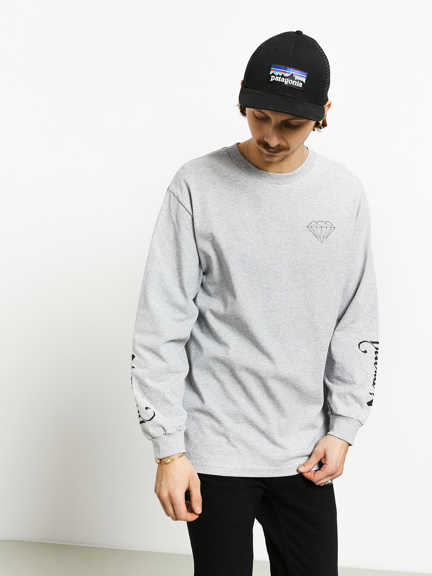 Longsleeve Diamond Supply Co. Double Read (heather grey)