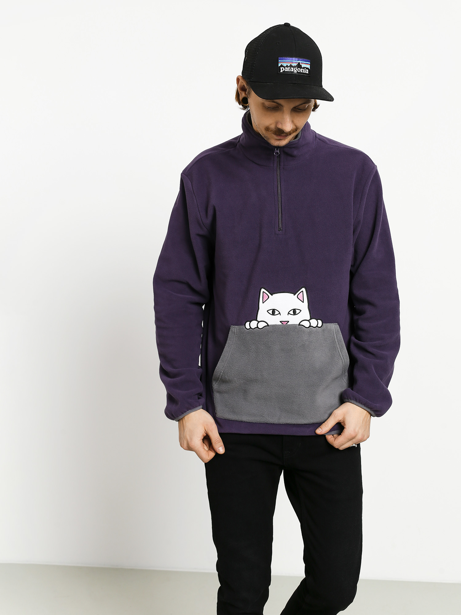 Męski Polar RipNDip Peeking Nerm Brushed Fleece Half Zip (purple/grey)