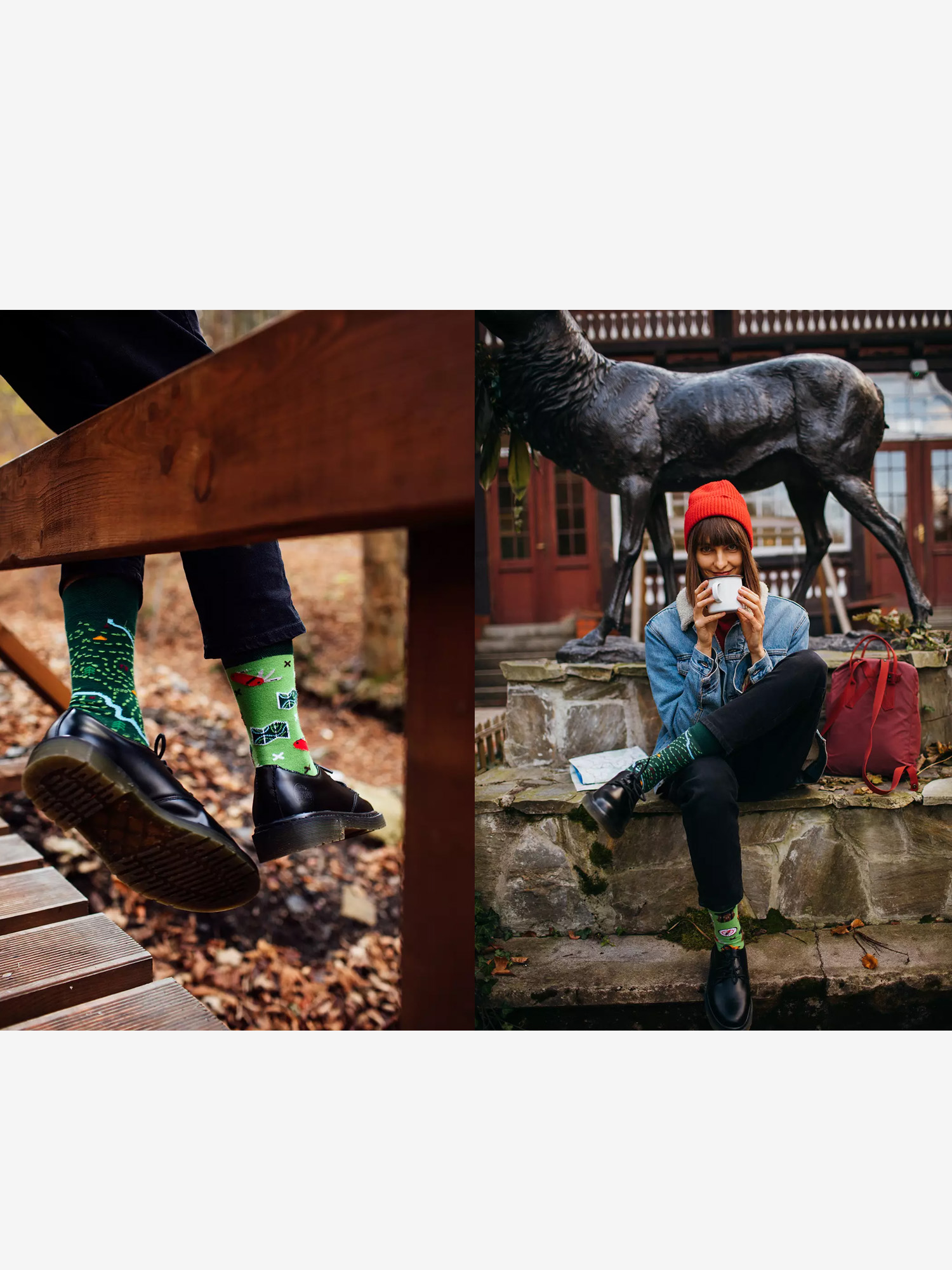 Skarpetki Many Mornings The Map (green)