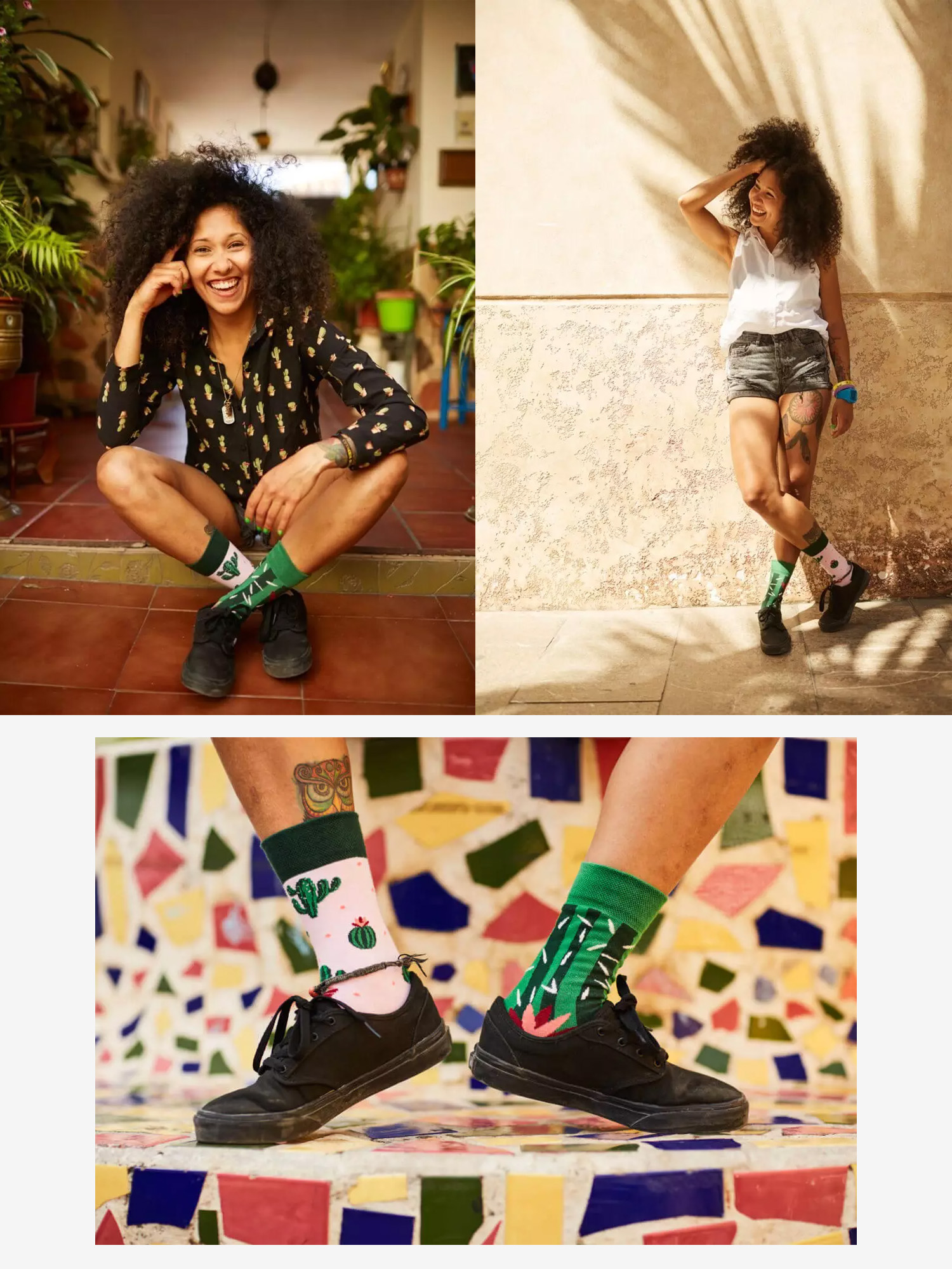 Skarpetki Many Mornings Summer Cactus (green/pink)