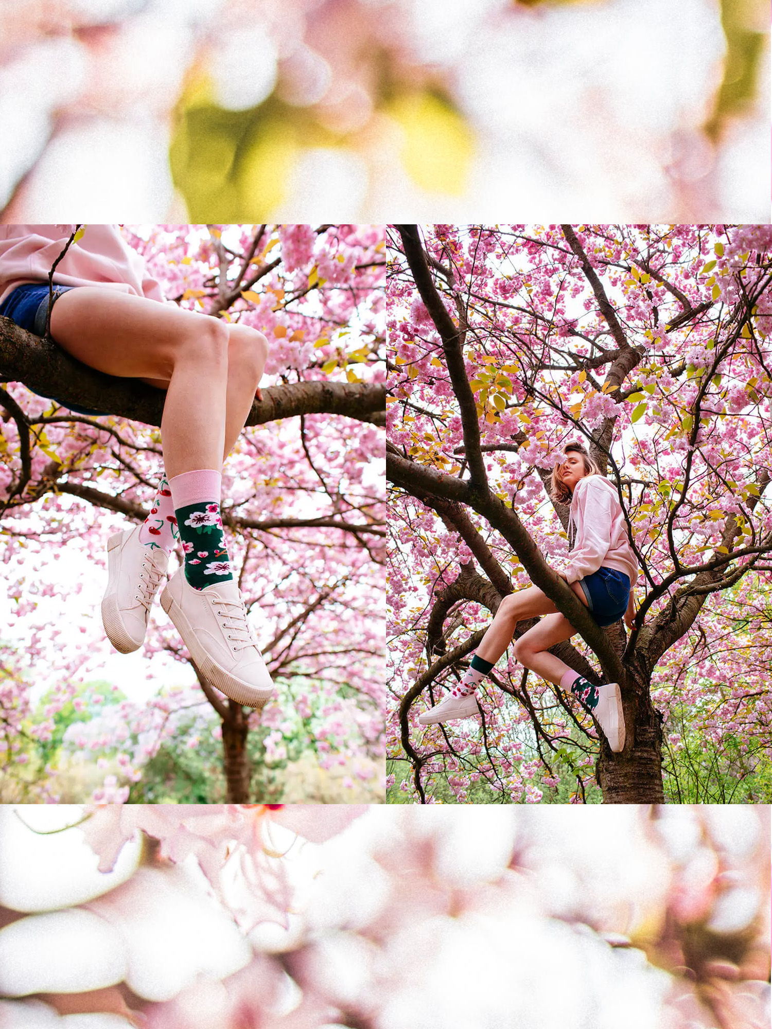 Skarpetki Many Mornings Cherry Blossom (pink/green)