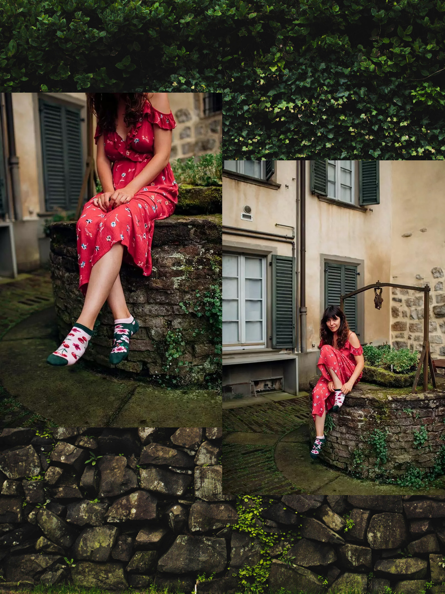 Skarpetki Many Mornings Cherry Blossom Low (pink/green)