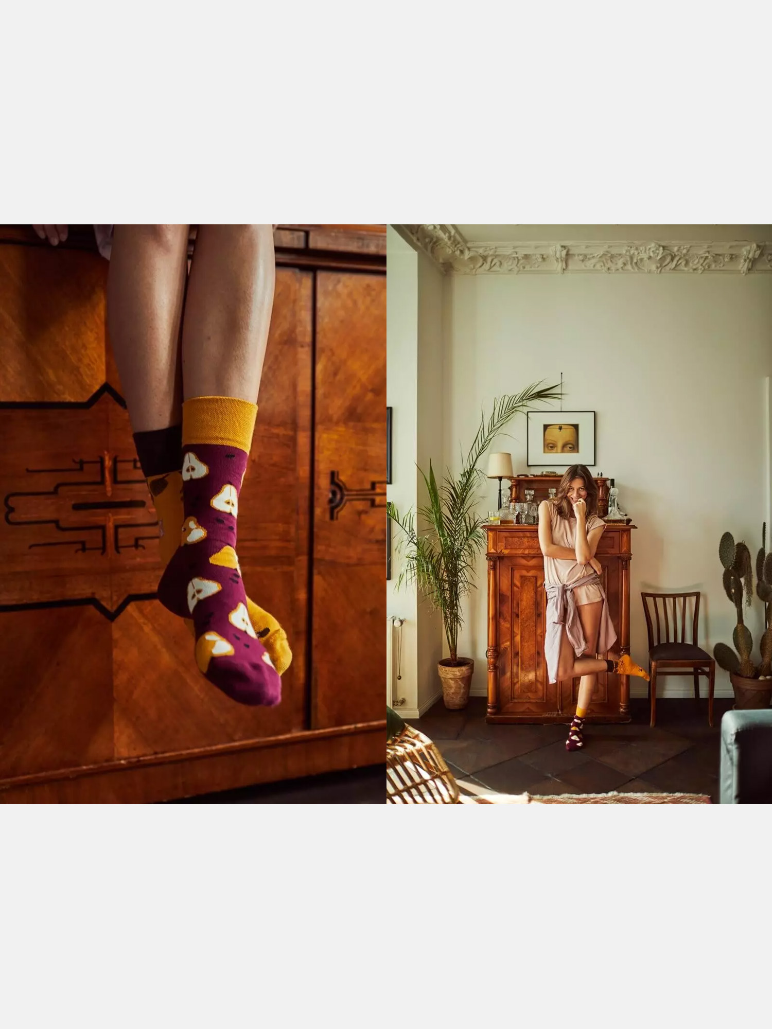 Skarpetki Many Mornings Pear Pair (maroon/mustard)