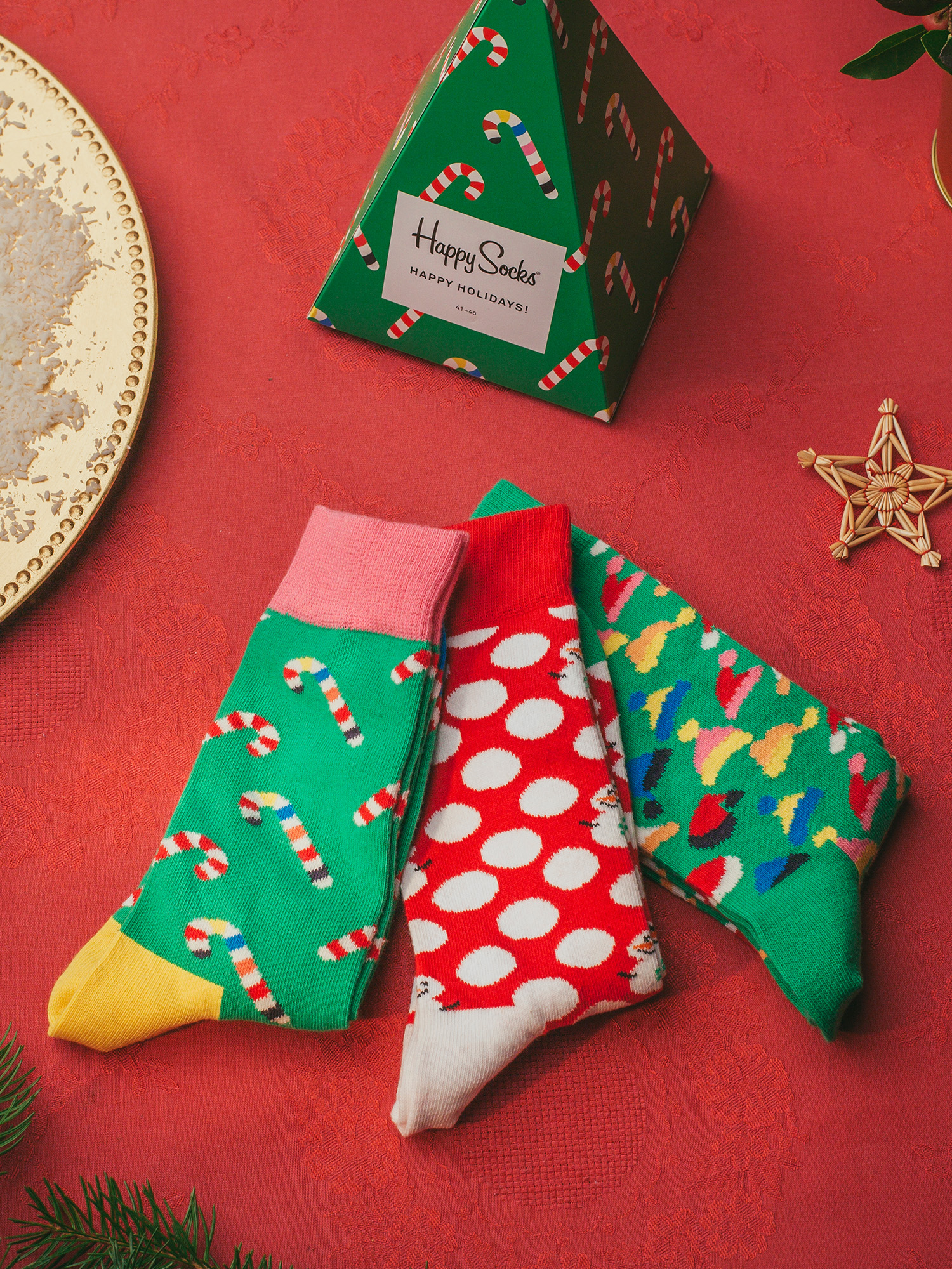 Skarpetki Happy Socks X Mass Giftbox 3pk (green/red)