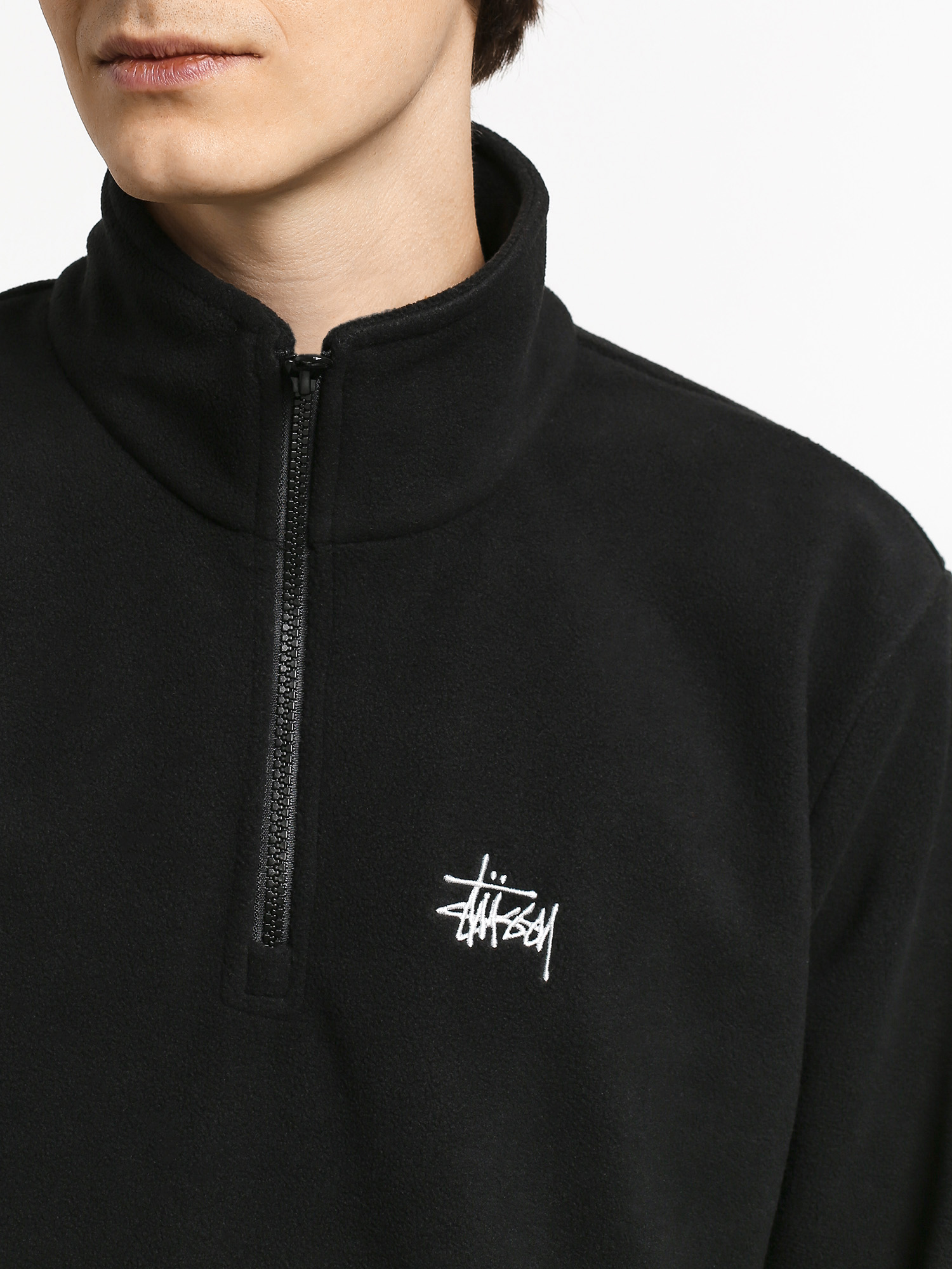 Bluza Stussy Basic Polar Fleece Mock - czarny (black)