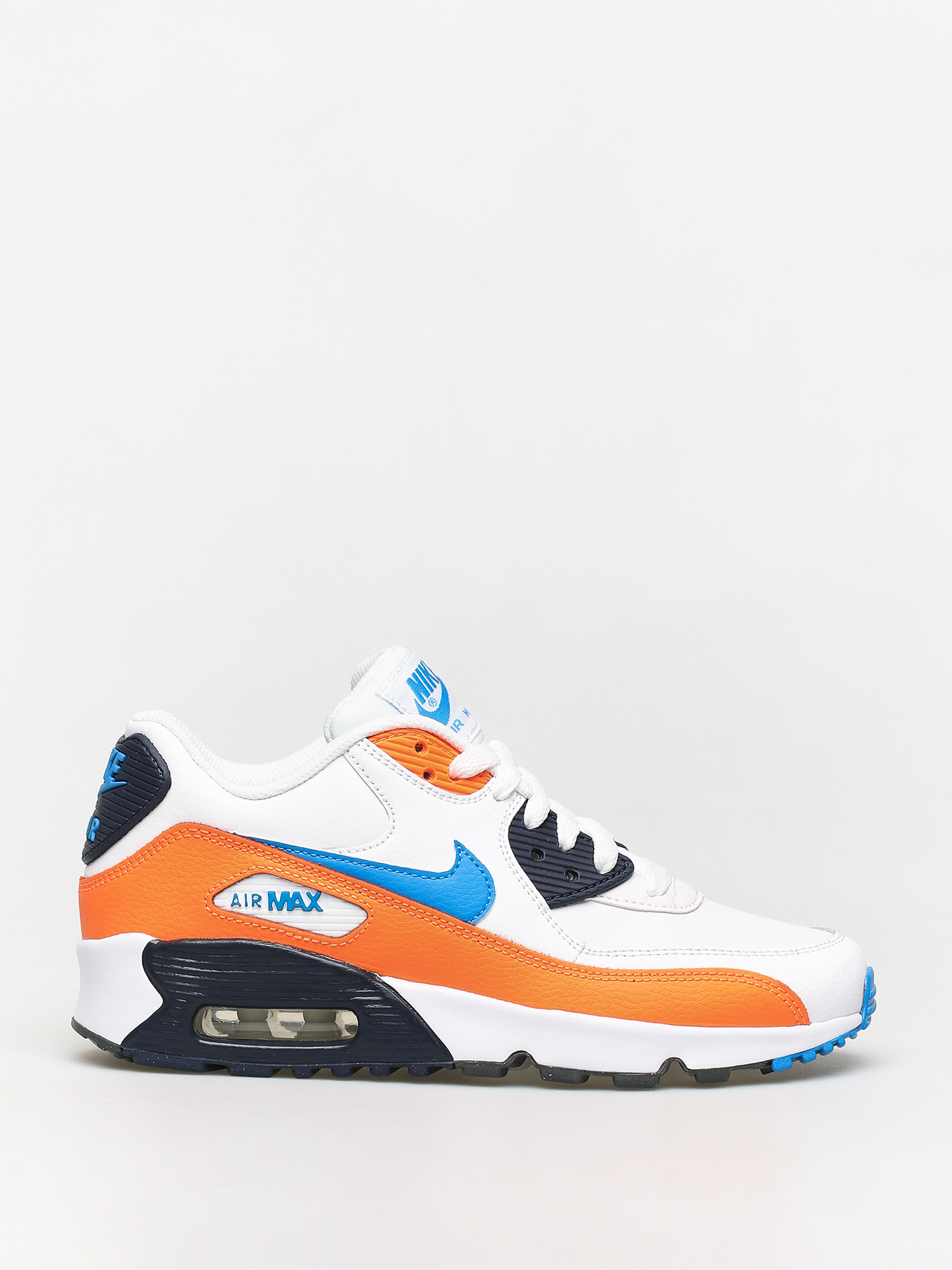 Buty Nike Air Max 90 Ltr Gs (whitephoto blue total orange) Buty Damskie, Dziecięce Nike Air Max 90 LTR GS 833412 116