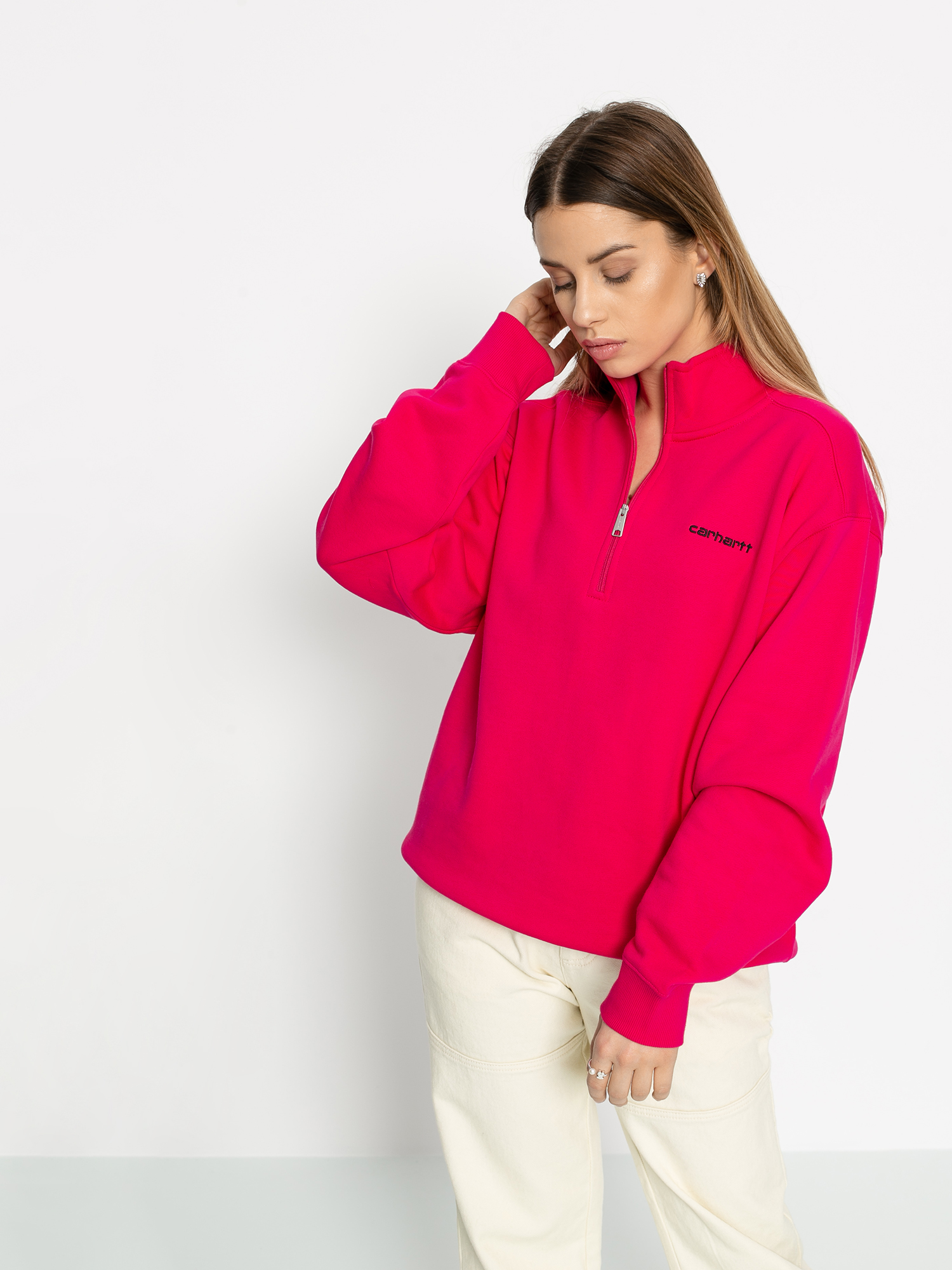 Bluza Carhartt WIP Script Highneck Wmn (ruby pink/black)