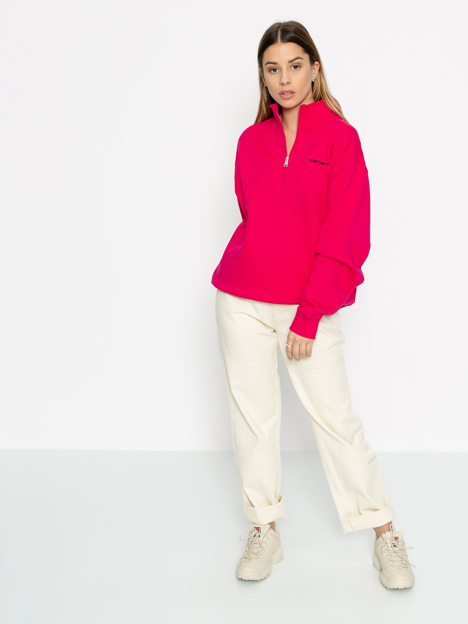 Bluza Carhartt WIP Script Highneck Wmn (ruby pink/black)