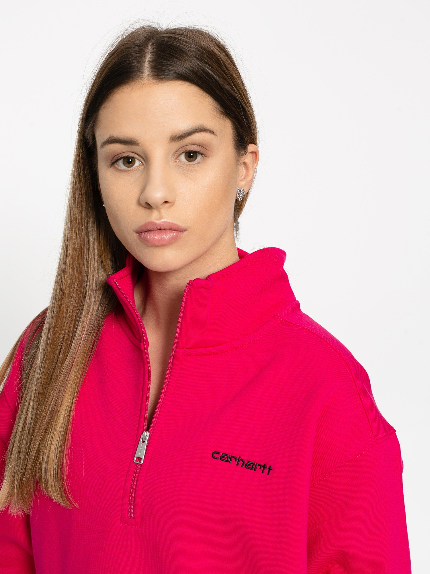 Bluza Carhartt WIP Script Highneck Wmn (ruby pink/black)