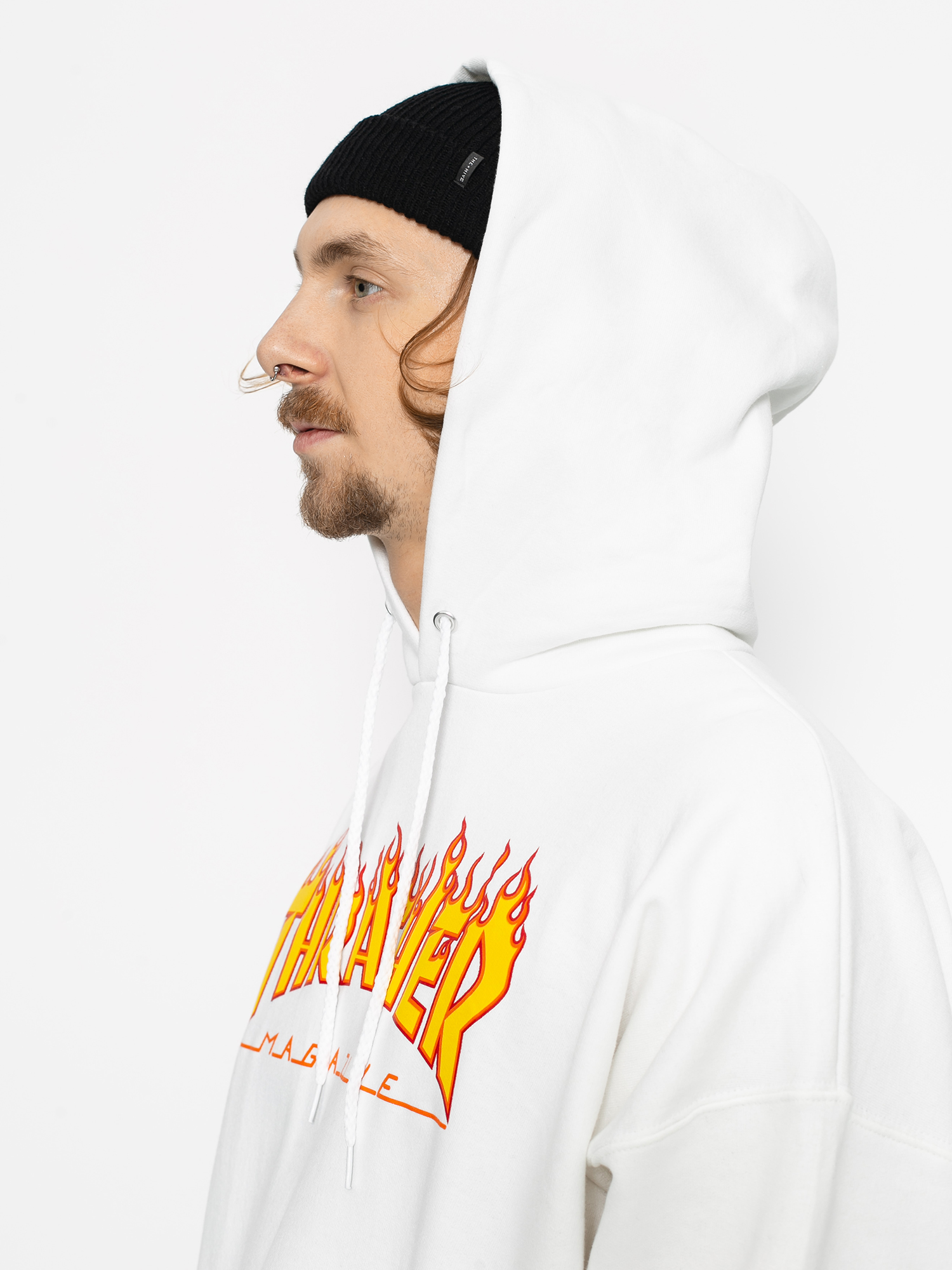 Bluza z kapturem Thrasher Flame HD (white)